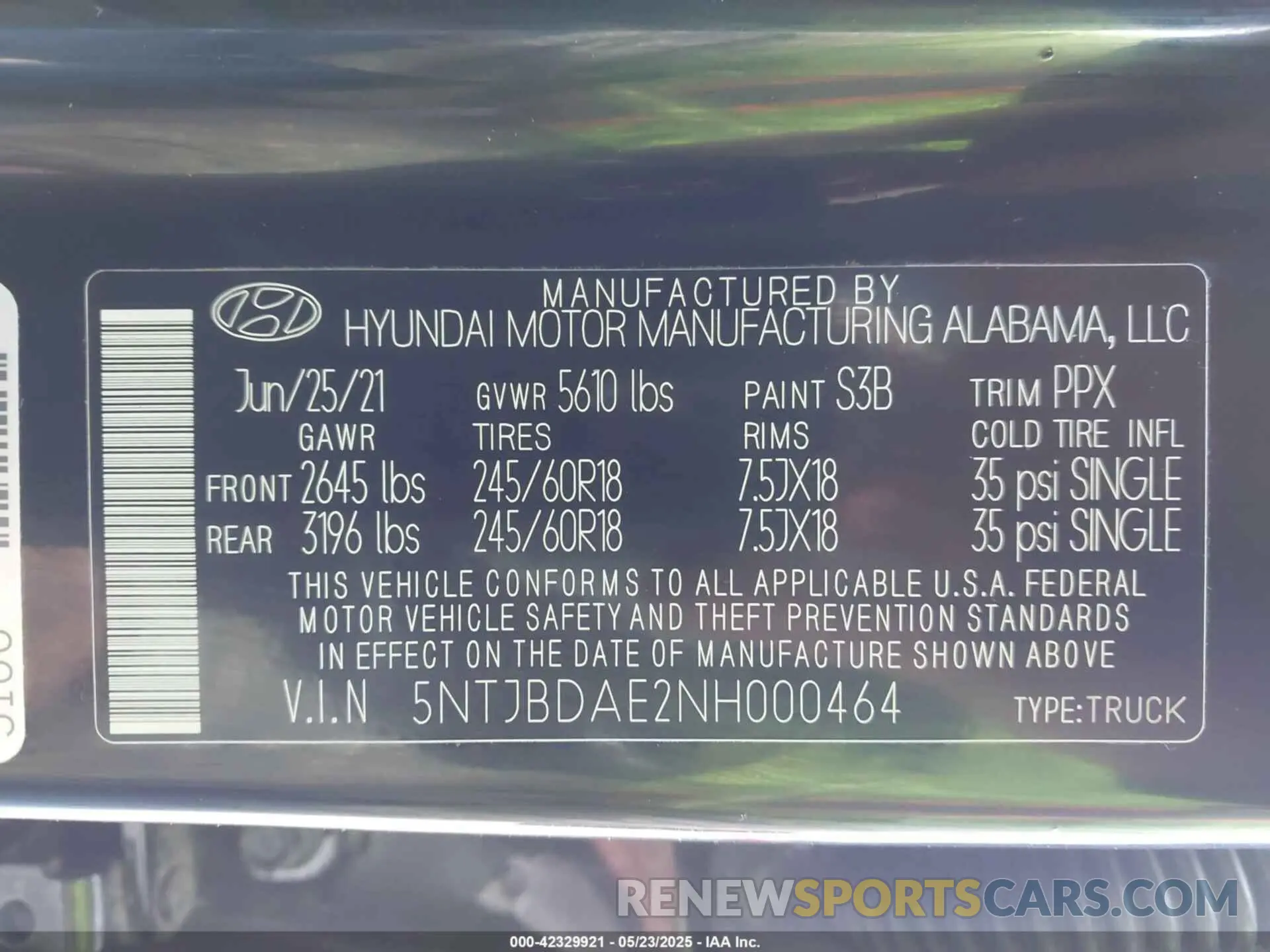 9 Photograph of a damaged car 5NTJBDAE2NH000464 HYUNDAI SANTA CRUZ 2022
