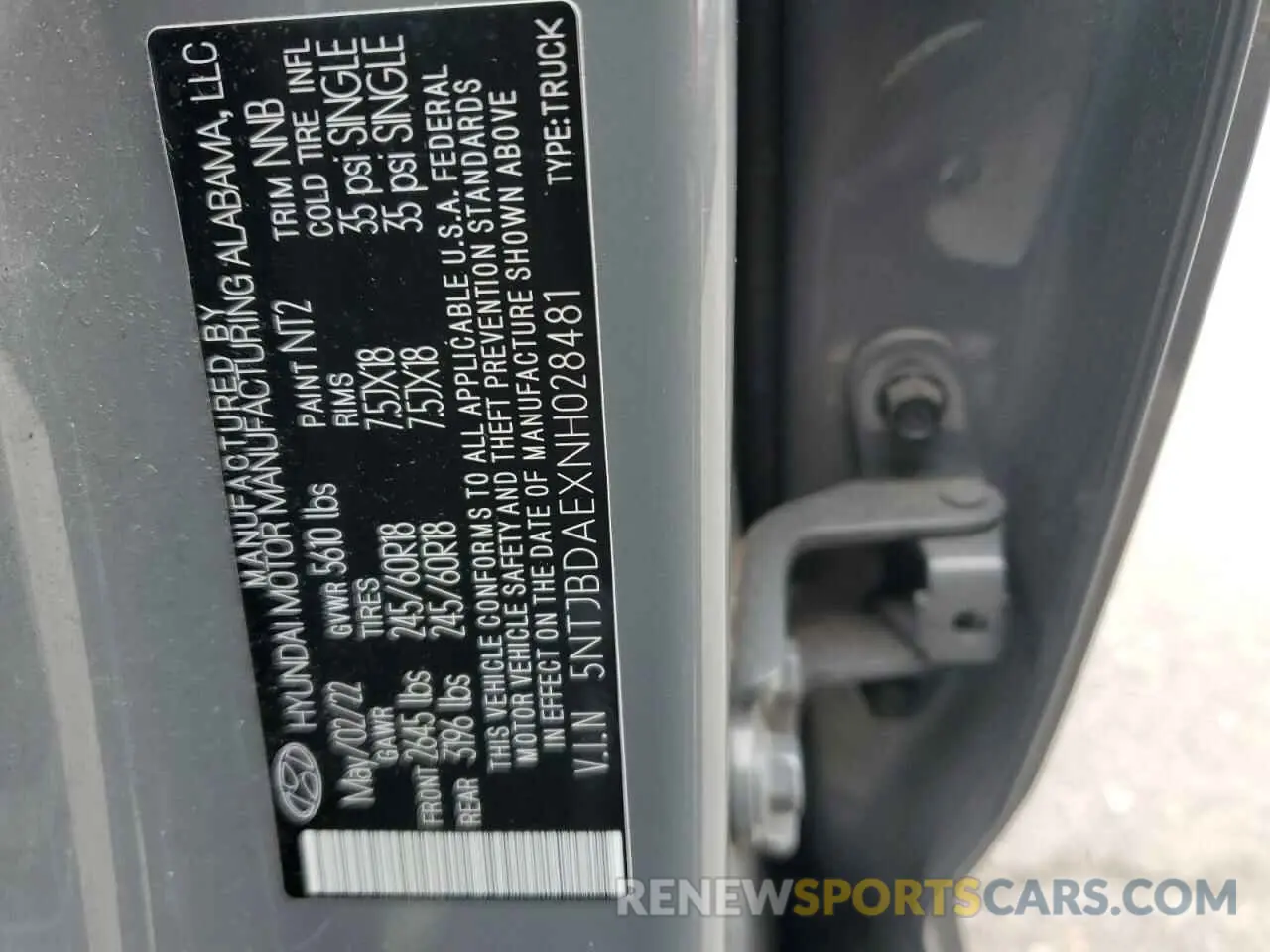 15 Photograph of a damaged car 5NTJBDAEXNH028481 HYUNDAI SANTA CRUZ 2022