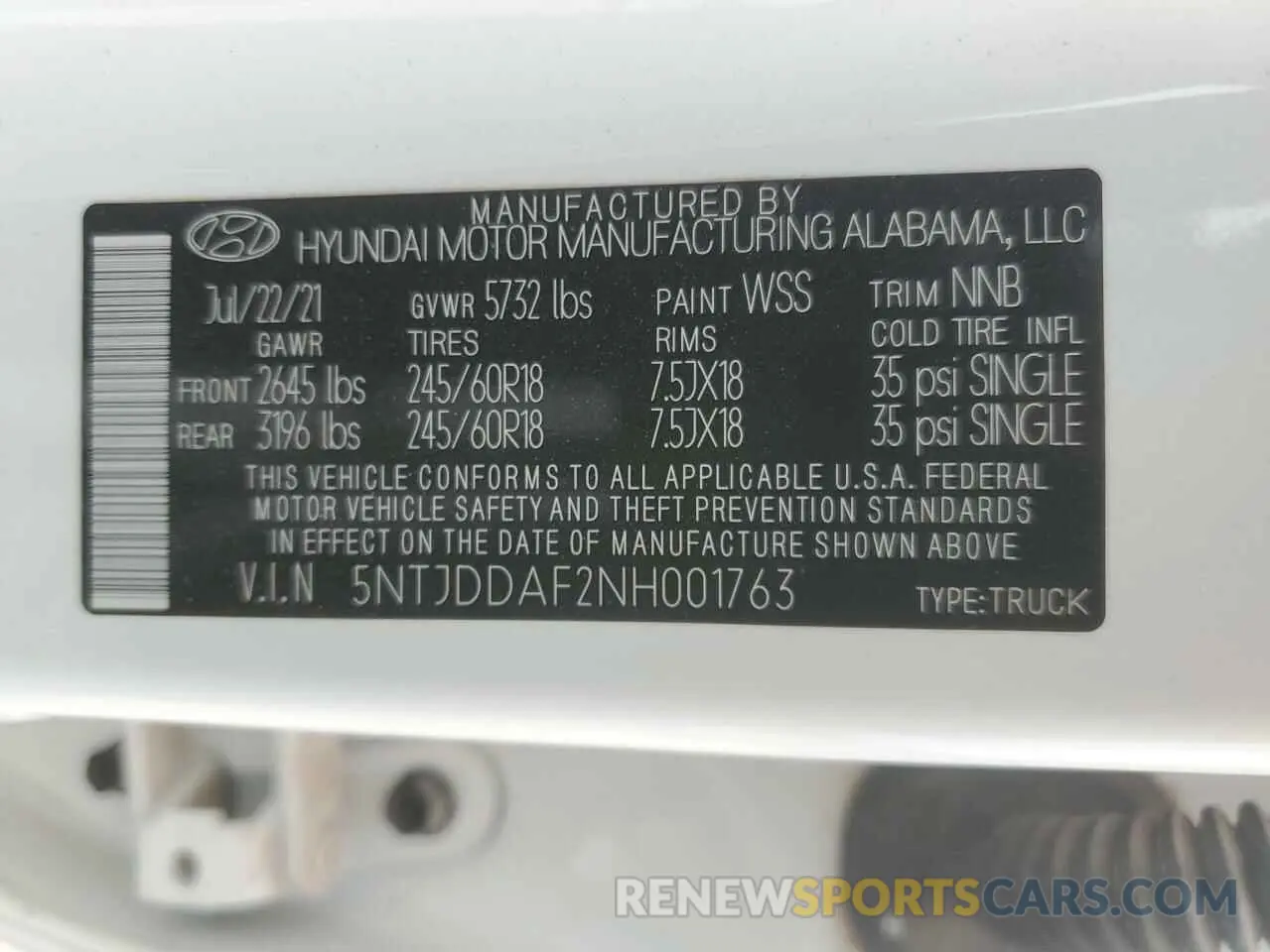 12 Photograph of a damaged car 5NTJDDAF2NH001763 HYUNDAI SANTA CRUZ 2022