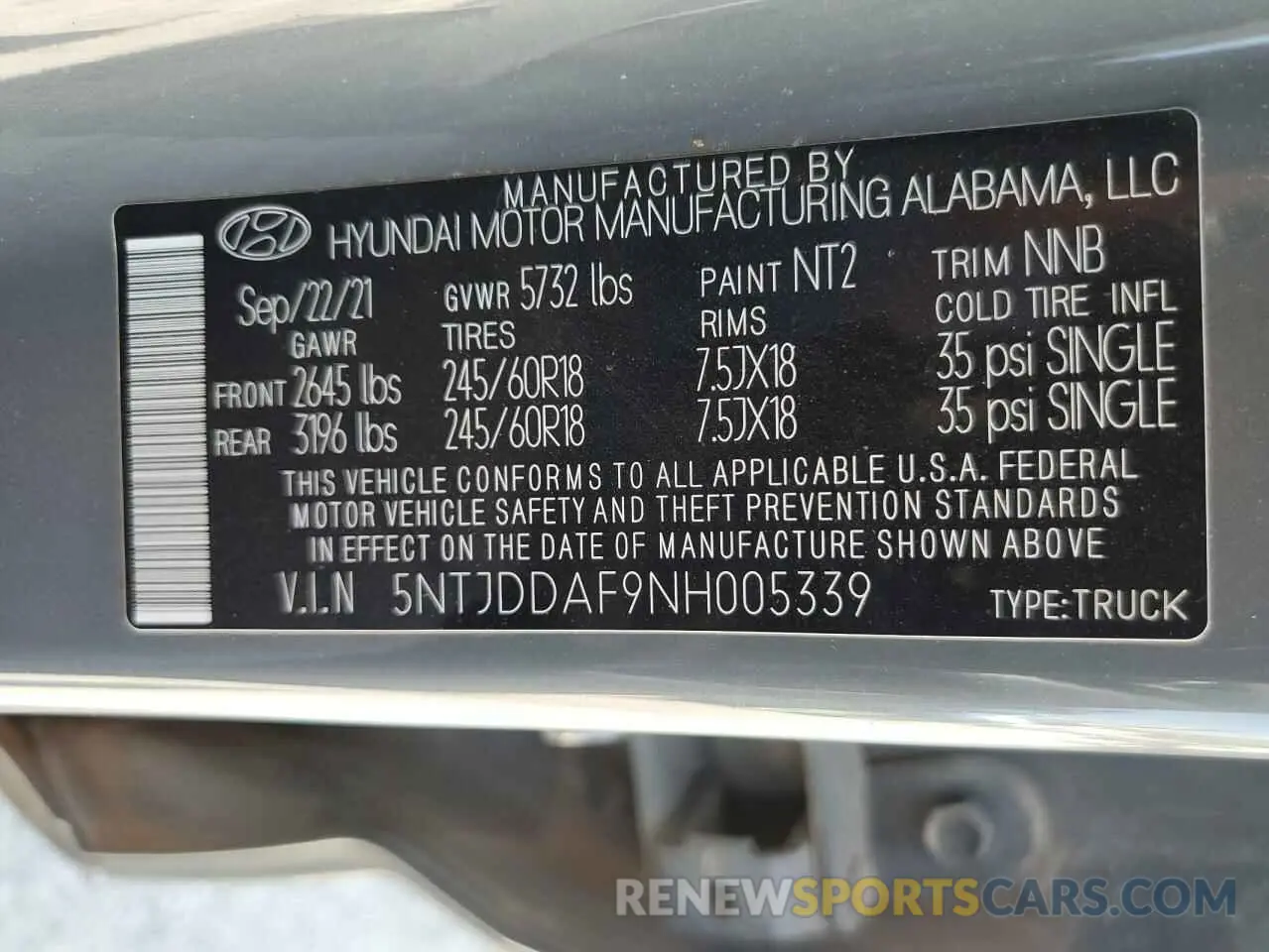 14 Photograph of a damaged car 5NTJDDAF9NH005339 HYUNDAI SANTA CRUZ 2022