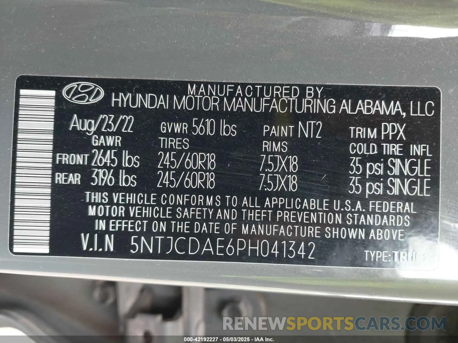 9 Photograph of a damaged car 5NTJCDAE6PH041342 HYUNDAI SANTA CRUZ 2023