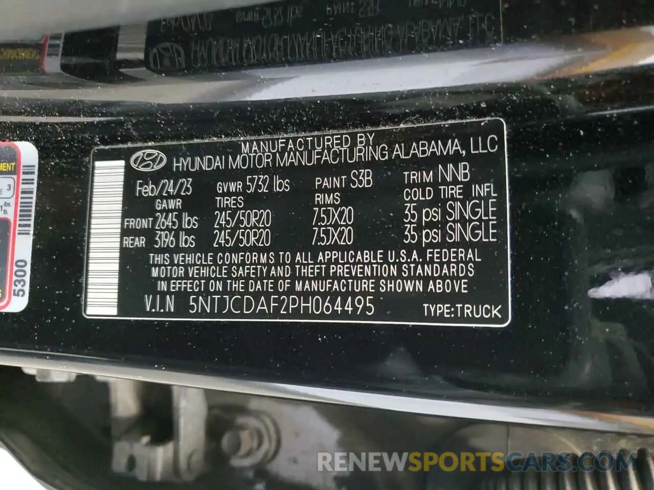 12 Photograph of a damaged car 5NTJCDAF2PH064495 HYUNDAI SANTA CRUZ 2023