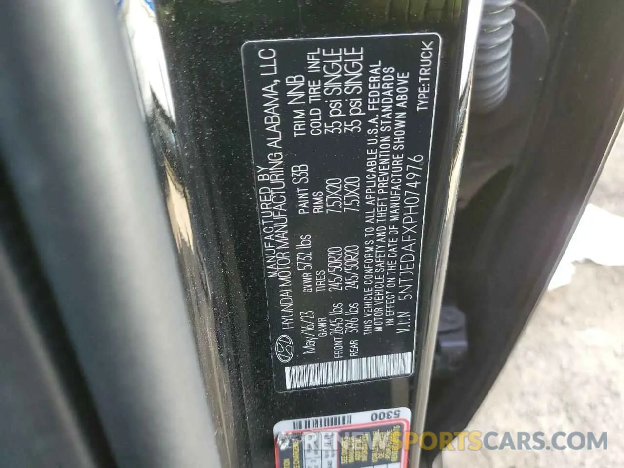 13 Photograph of a damaged car 5NTJEDAFXPH074976 HYUNDAI SANTA CRUZ 2023
