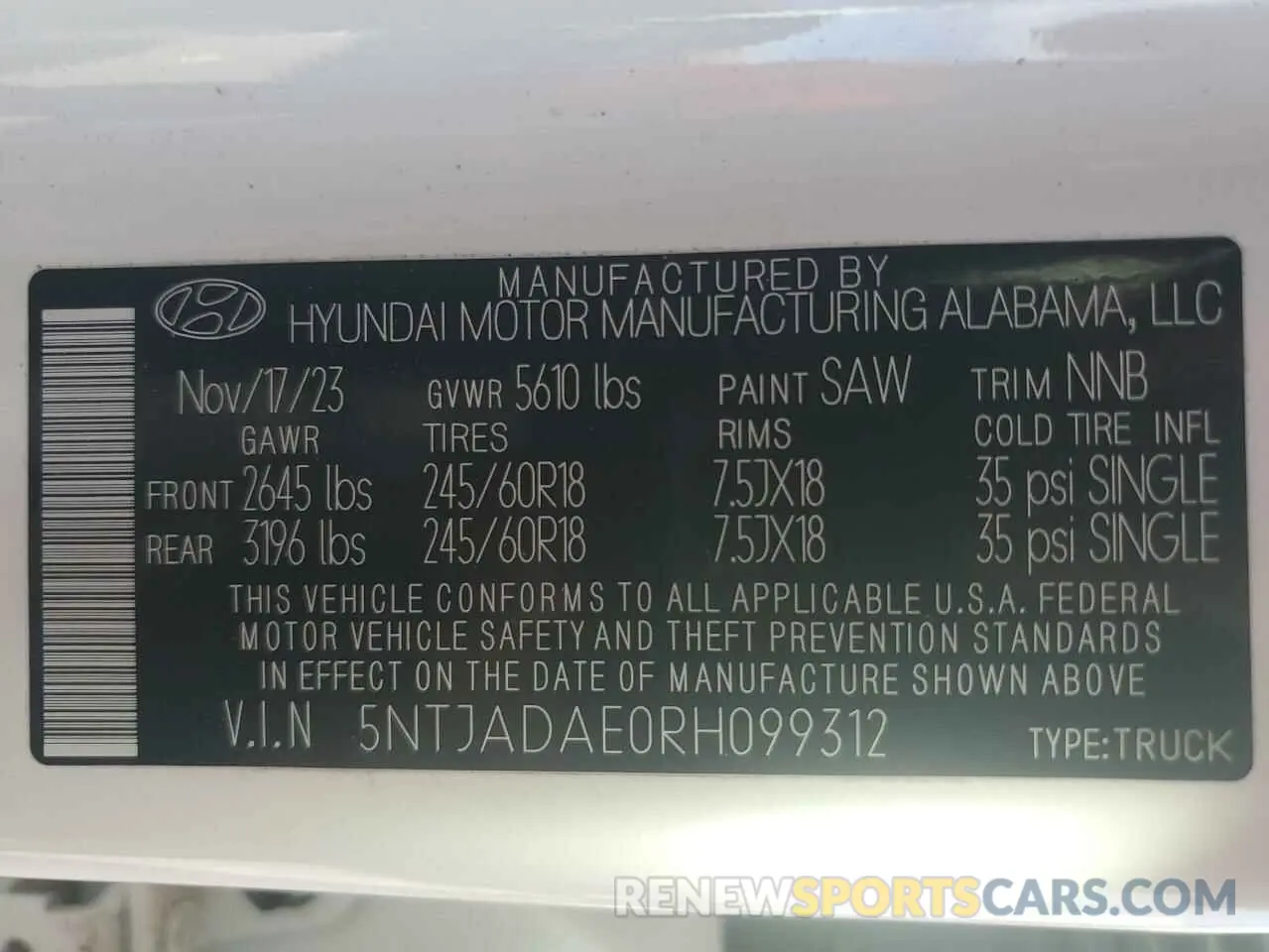 13 Photograph of a damaged car 5NTJADAE0RH099312 HYUNDAI SANTA CRUZ 2024