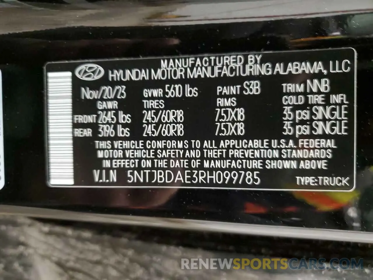 13 Photograph of a damaged car 5NTJBDAE3RH099785 HYUNDAI SANTA CRUZ 2024
