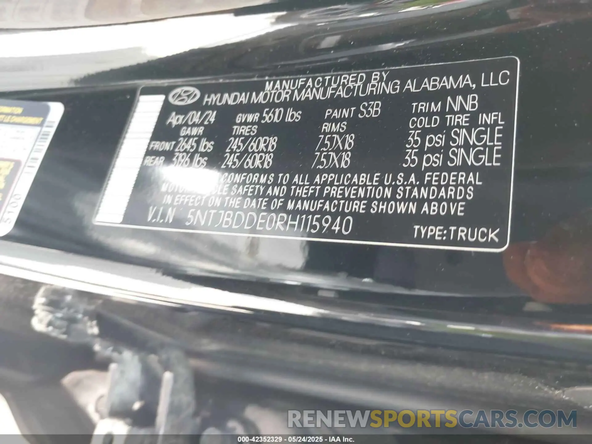9 Photograph of a damaged car 5NTJBDDE0RH115940 HYUNDAI SANTA CRUZ 2024