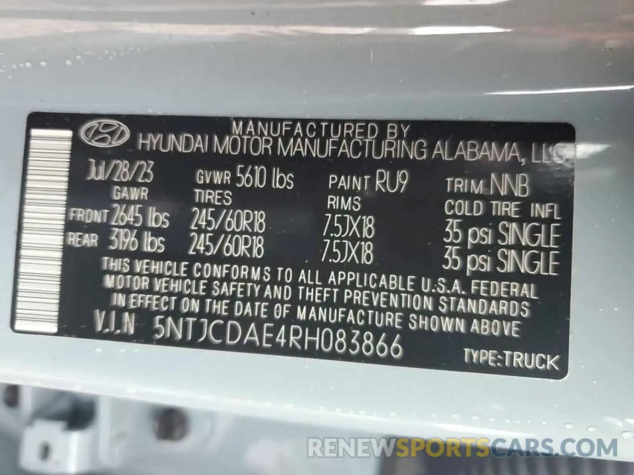 12 Photograph of a damaged car 5NTJCDAE4RH083866 HYUNDAI SANTA CRUZ 2024