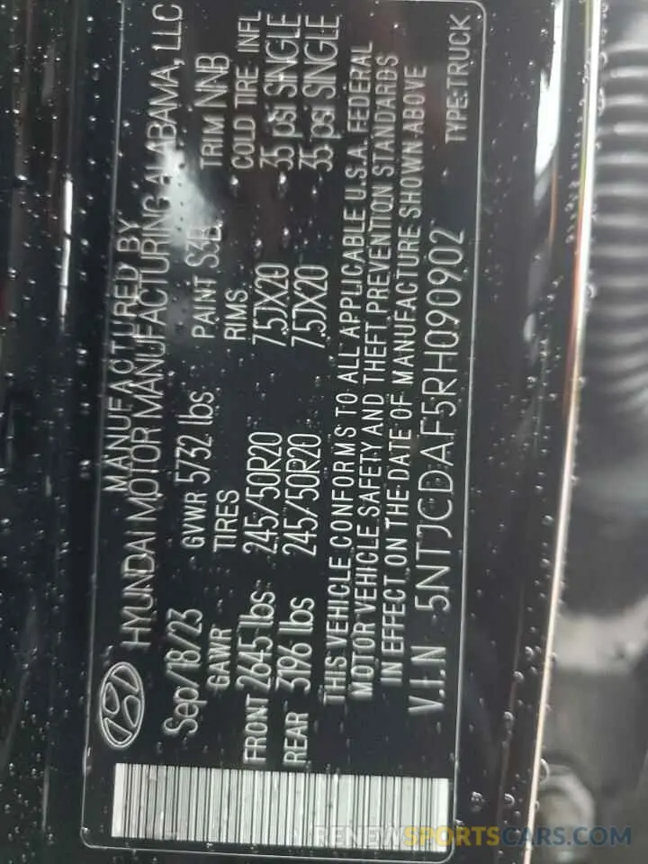 14 Photograph of a damaged car 5NTJCDAF5RH090902 HYUNDAI SANTA CRUZ 2024