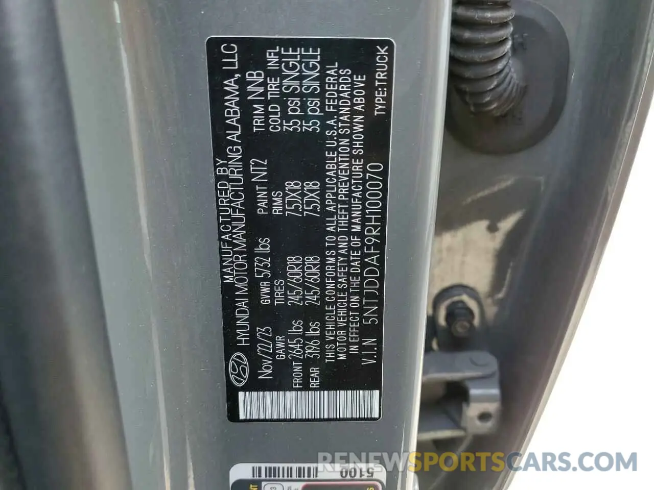 12 Photograph of a damaged car 5NTJDDAF9RH100070 HYUNDAI SANTA CRUZ 2024