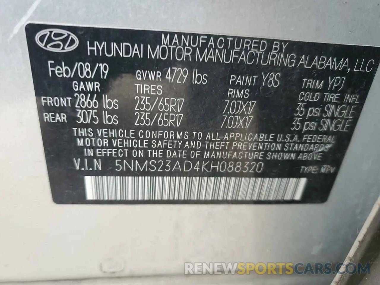 14 Photograph of a damaged car 5NMS23AD4KH088320 HYUNDAI SANTA FE 2019
