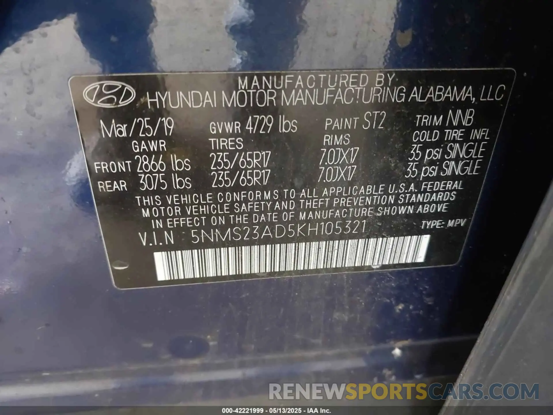 9 Photograph of a damaged car 5NMS23AD5KH105321 HYUNDAI SANTA FE 2019