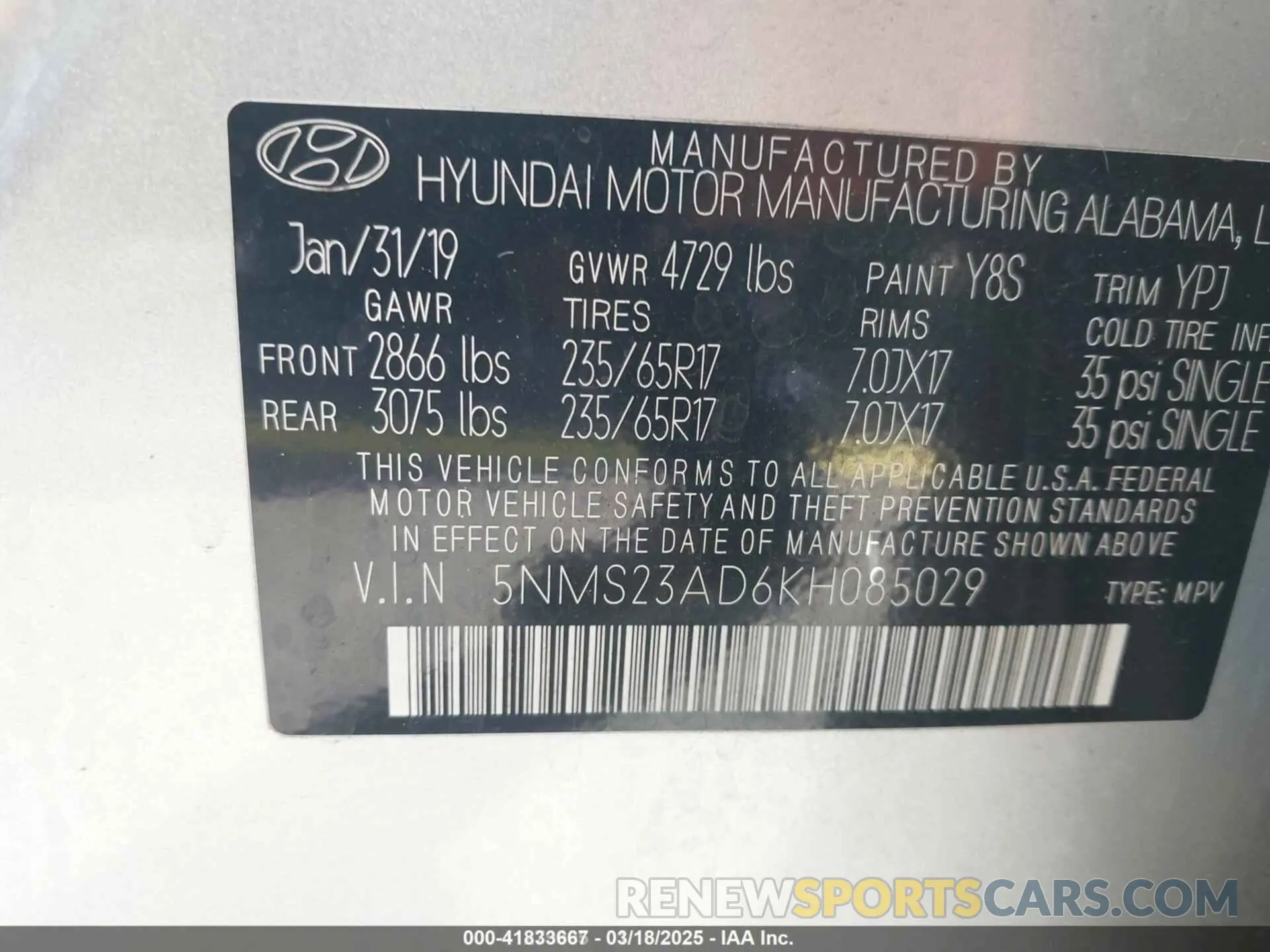 9 Photograph of a damaged car 5NMS23AD6KH085029 HYUNDAI SANTA FE 2019
