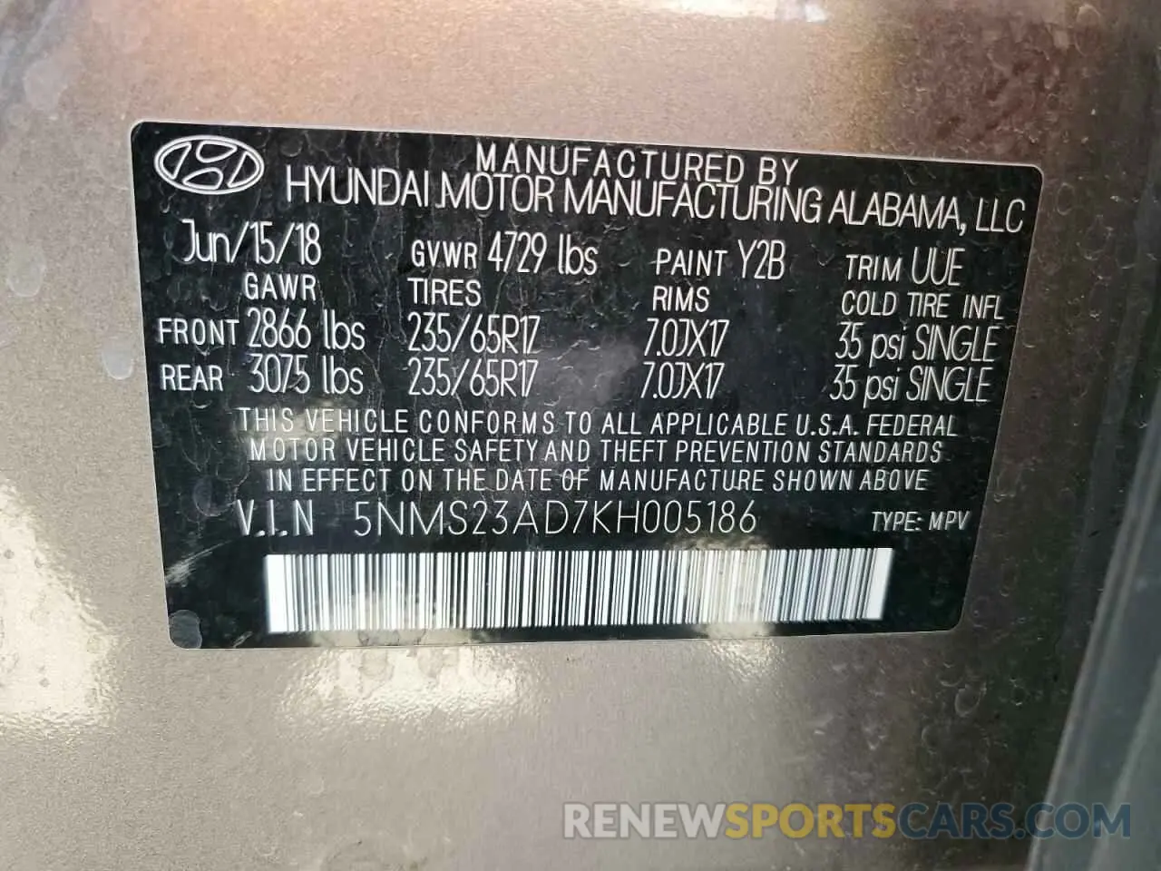 13 Photograph of a damaged car 5NMS23AD7KH005186 HYUNDAI SANTA FE 2019