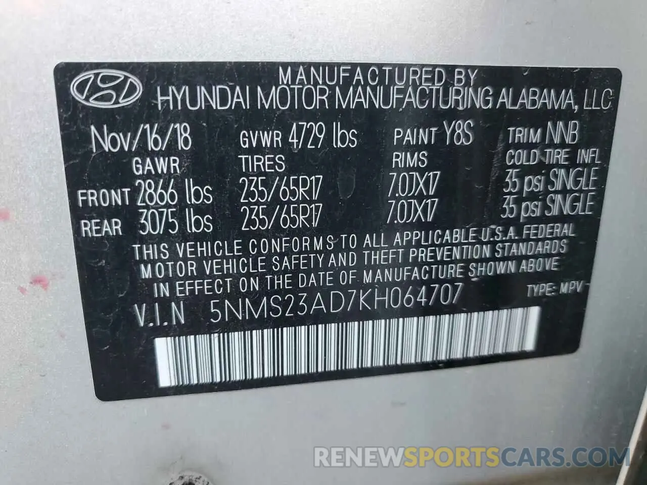 13 Photograph of a damaged car 5NMS23AD7KH064707 HYUNDAI SANTA FE 2019
