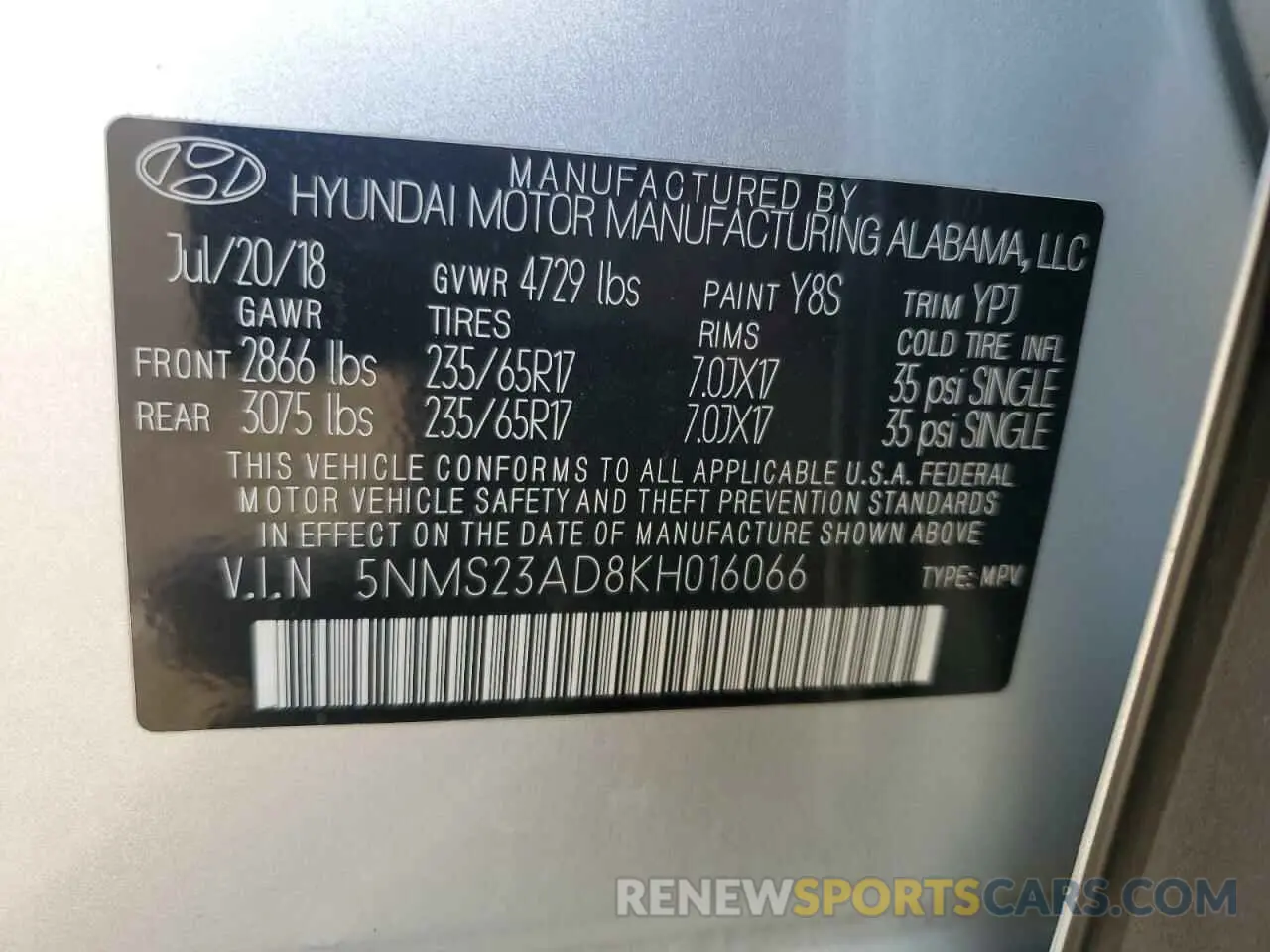 15 Photograph of a damaged car 5NMS23AD8KH016066 HYUNDAI SANTA FE 2019