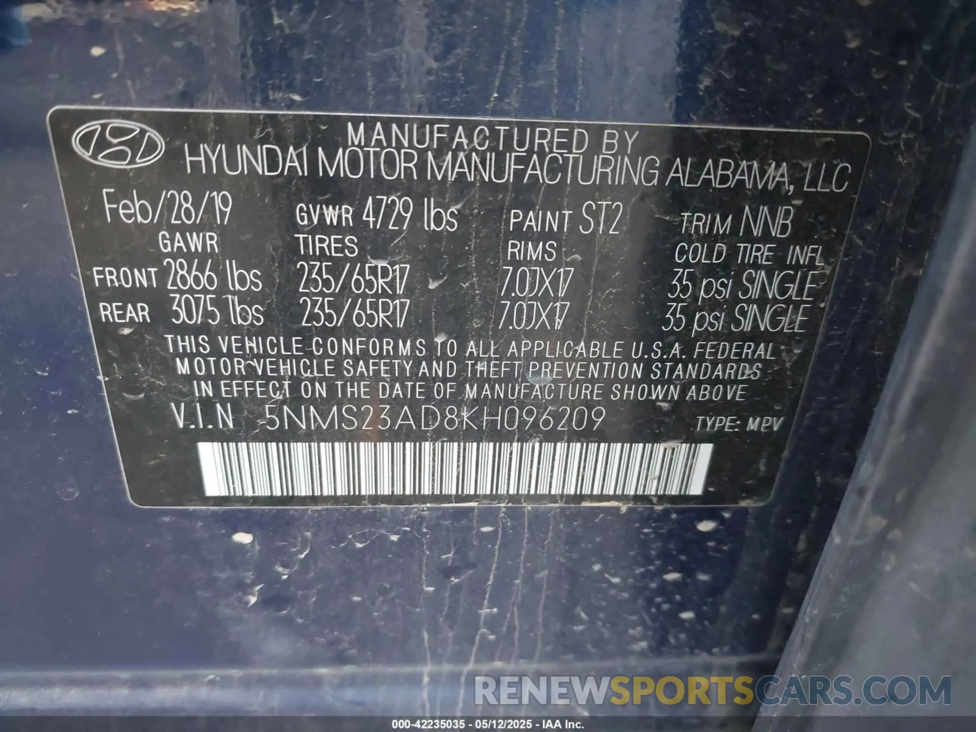 9 Photograph of a damaged car 5NMS23AD8KH096209 HYUNDAI SANTA FE 2019