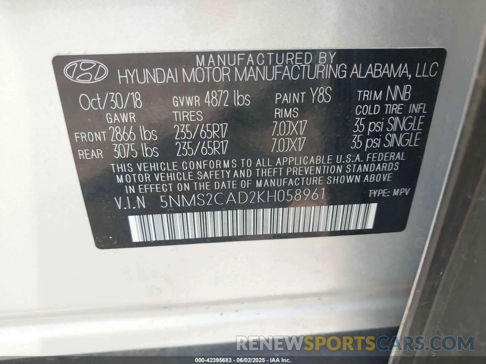 9 Photograph of a damaged car 5NMS2CAD2KH058961 HYUNDAI SANTA FE 2019