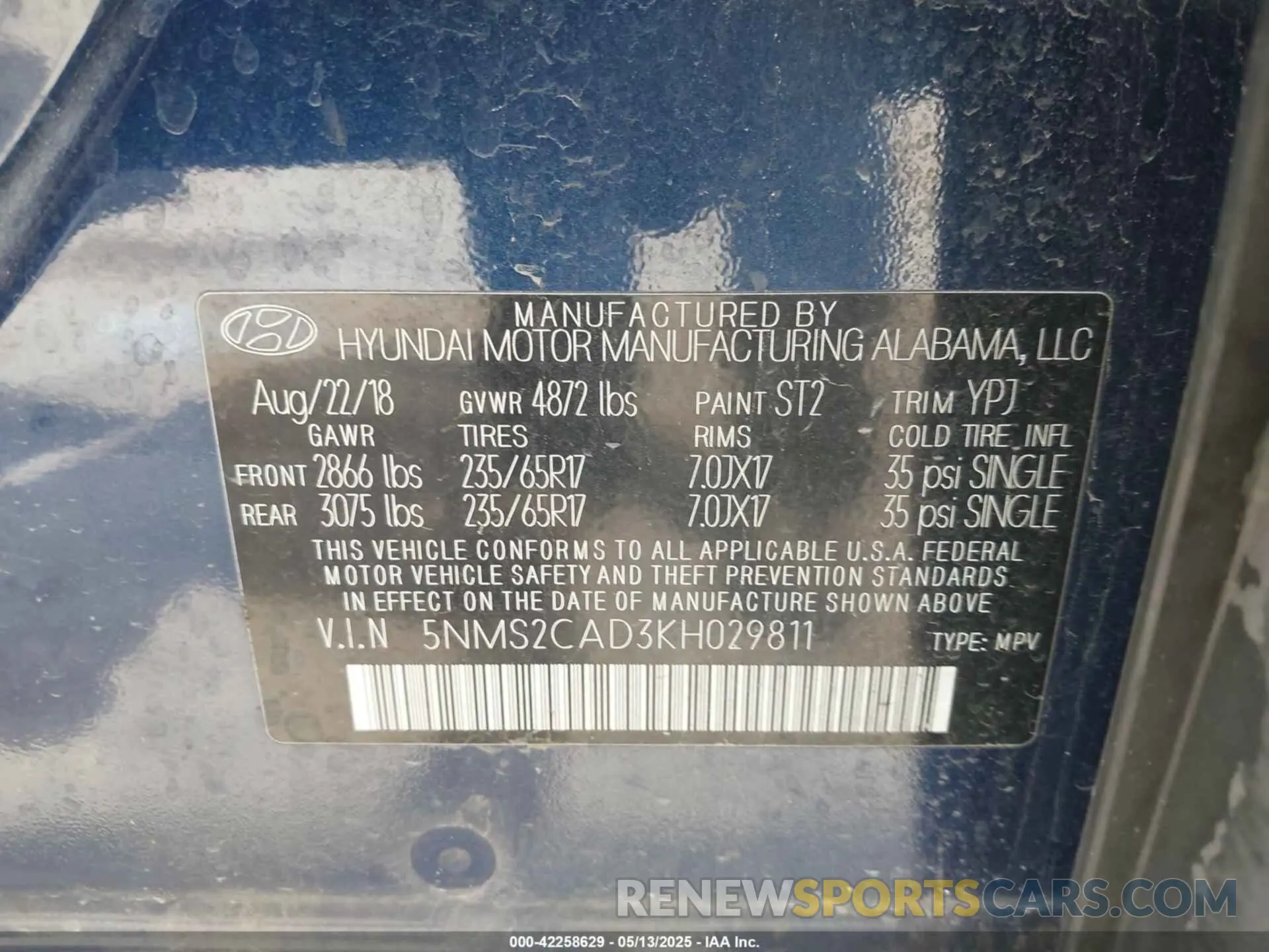 9 Photograph of a damaged car 5NMS2CAD3KH029811 HYUNDAI SANTA FE 2019