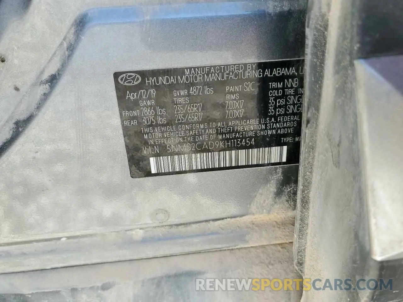 15 Photograph of a damaged car 5NMS2CAD9KH113454 HYUNDAI SANTA FE 2019