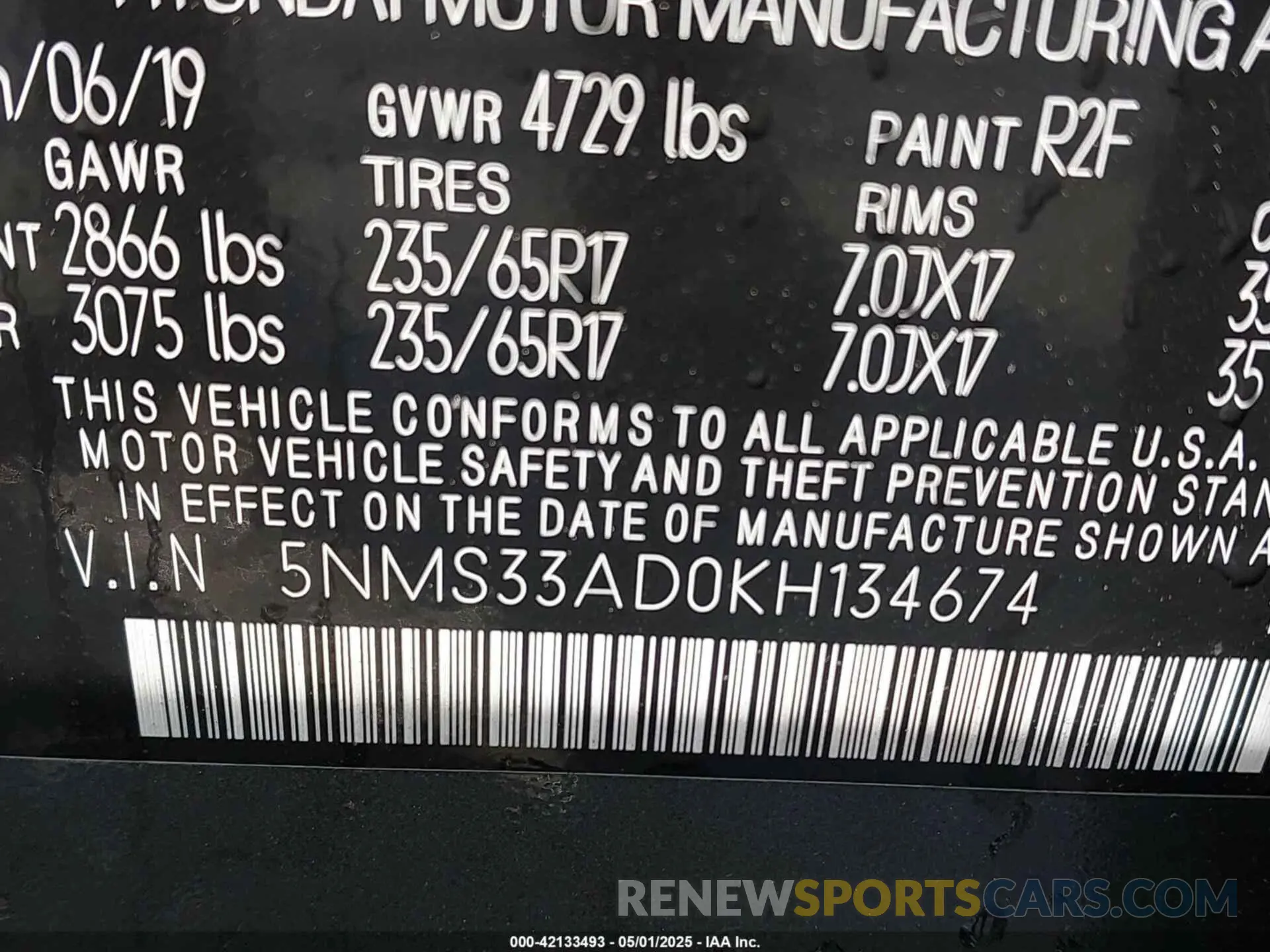 9 Photograph of a damaged car 5NMS33AD0KH134674 HYUNDAI SANTA FE 2019