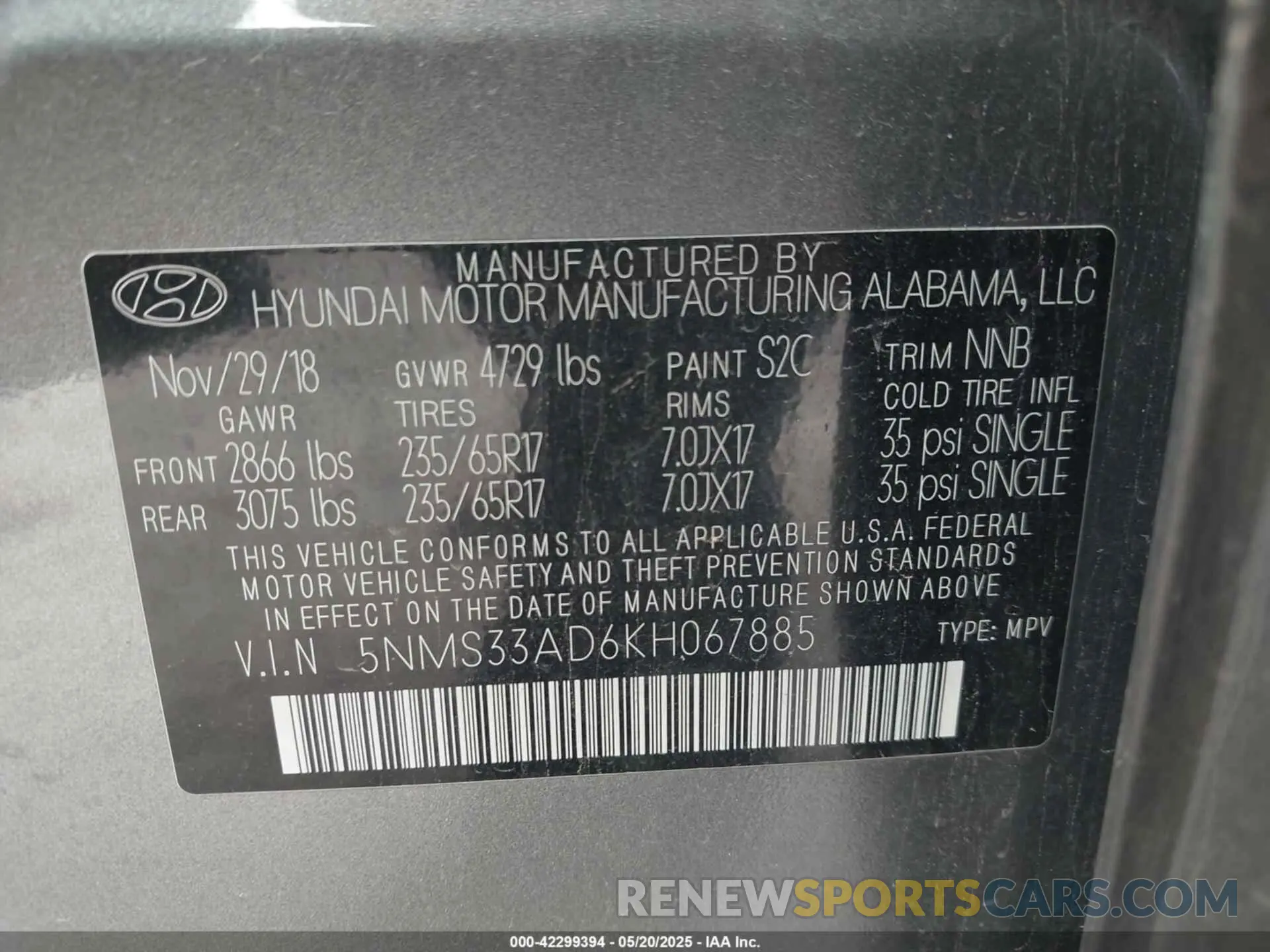 9 Photograph of a damaged car 5NMS33AD6KH067885 HYUNDAI SANTA FE 2019