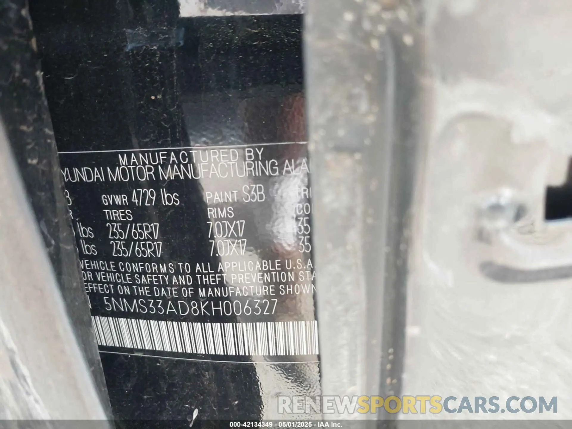 9 Photograph of a damaged car 5NMS33AD8KH006327 HYUNDAI SANTA FE 2019
