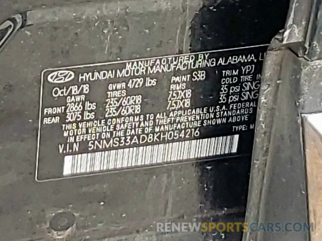 12 Photograph of a damaged car 5NMS33AD8KH054216 HYUNDAI SANTA FE 2019