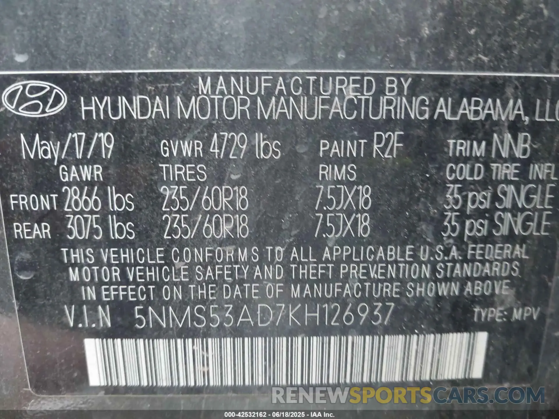 9 Photograph of a damaged car 5NMS53AD7KH126937 HYUNDAI SANTA FE 2019