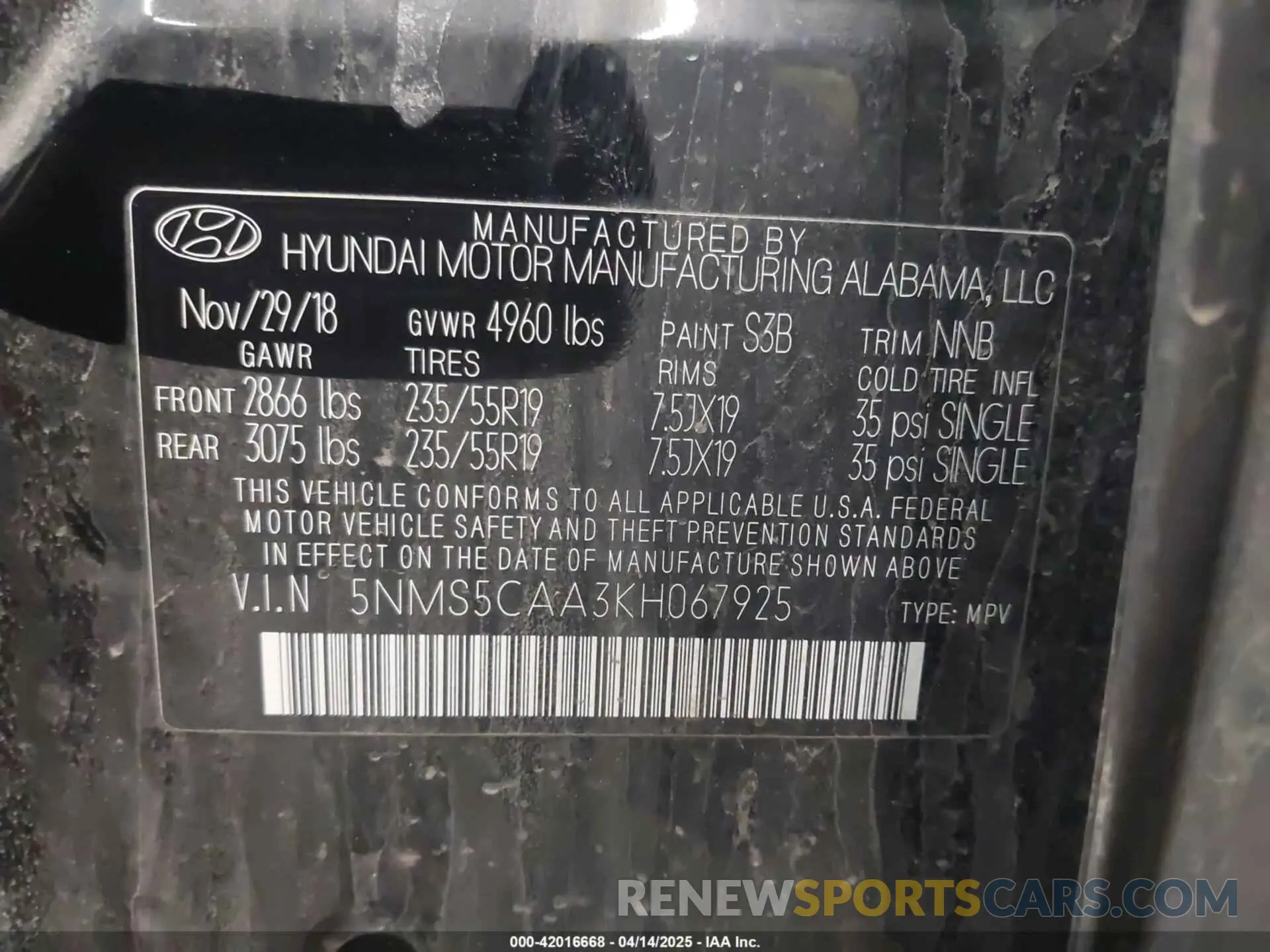 9 Photograph of a damaged car 5NMS5CAA3KH067925 HYUNDAI SANTA FE 2019