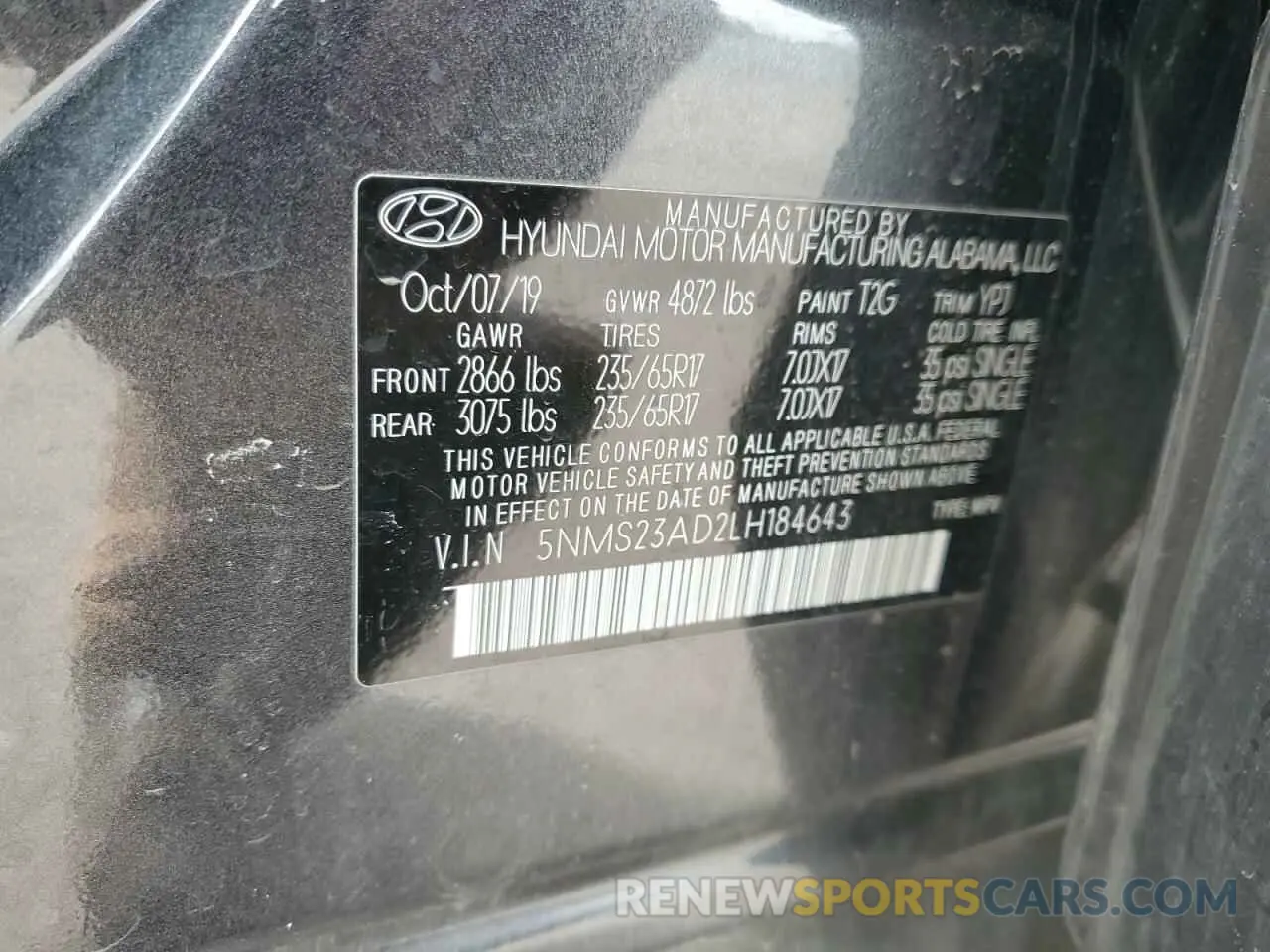 13 Photograph of a damaged car 5NMS23AD2LH184643 HYUNDAI SANTA FE 2020