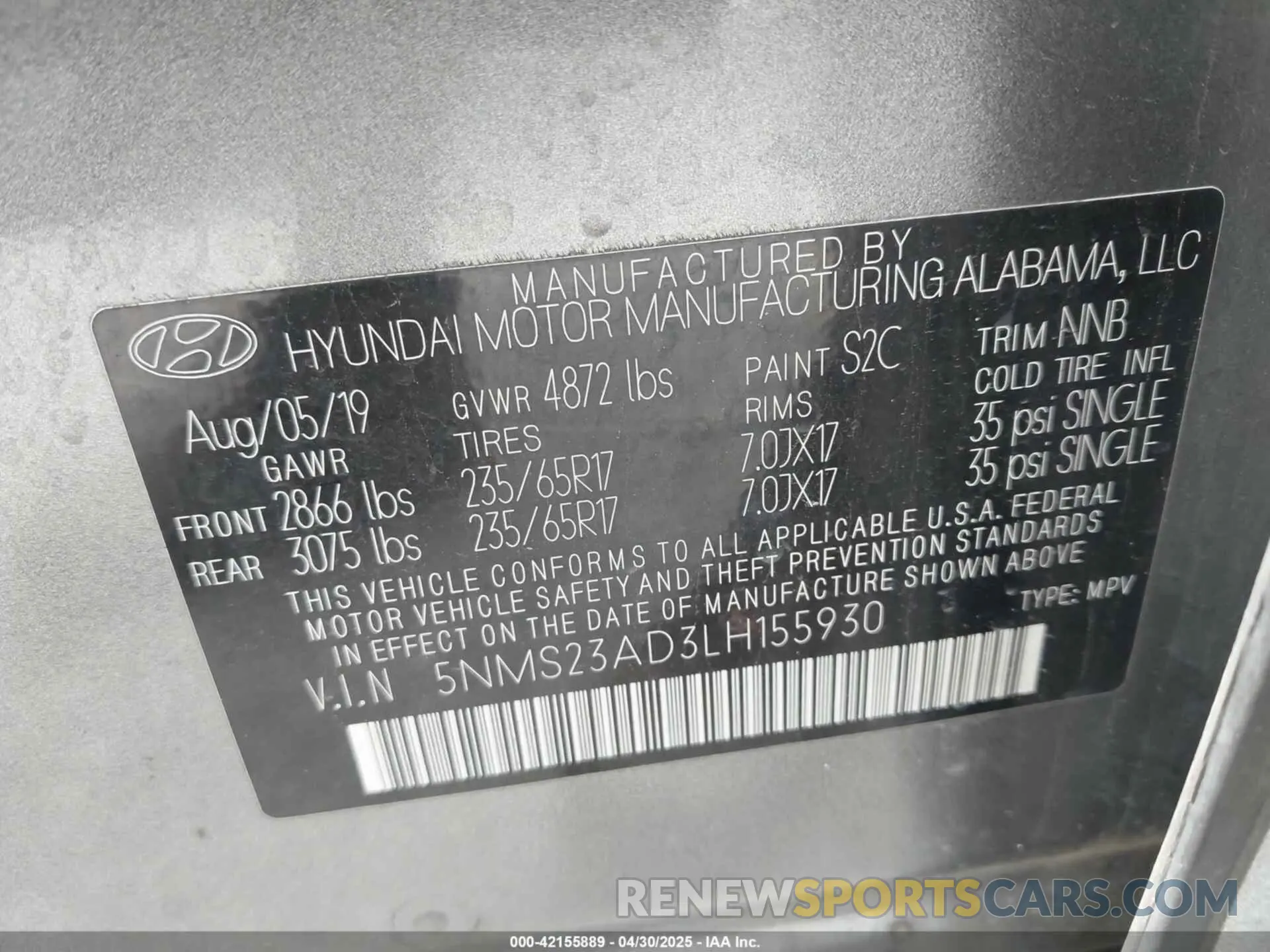 9 Photograph of a damaged car 5NMS23AD3LH155930 HYUNDAI SANTA FE 2020