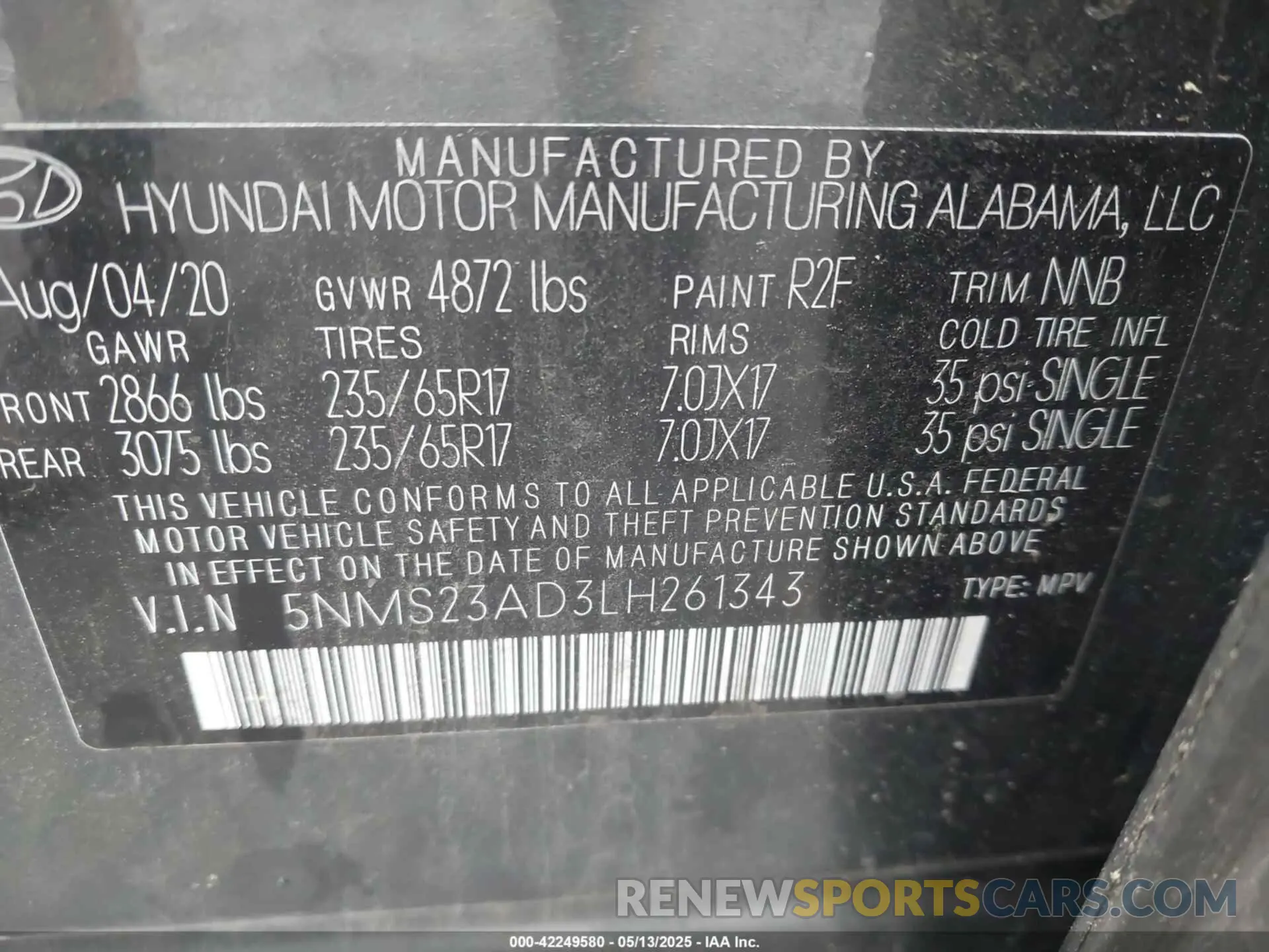 9 Photograph of a damaged car 5NMS23AD3LH261343 HYUNDAI SANTA FE 2020