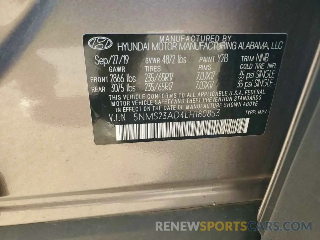 14 Photograph of a damaged car 5NMS23AD4LH180853 HYUNDAI SANTA FE 2020