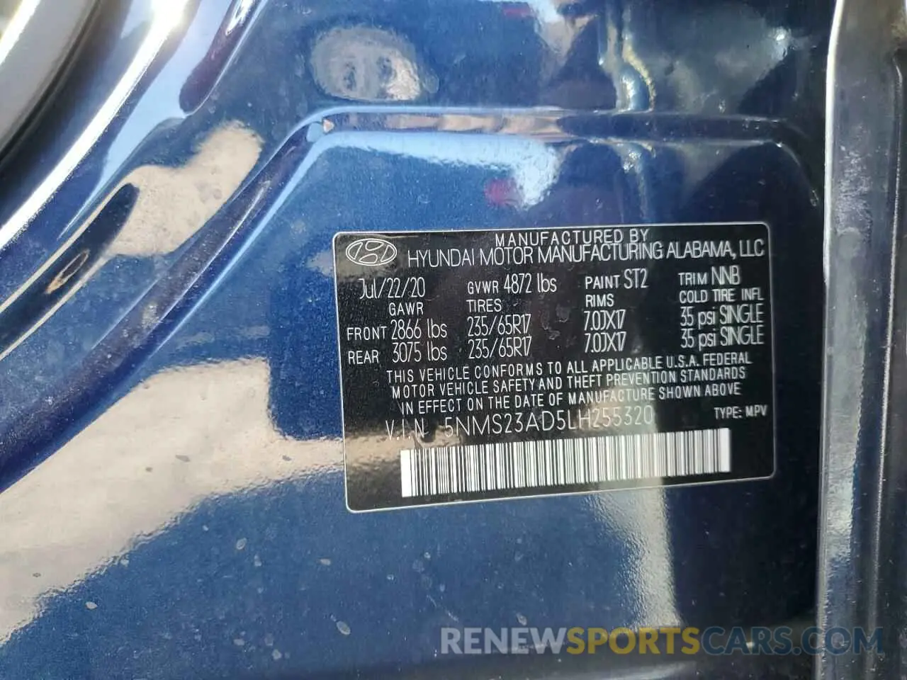 13 Photograph of a damaged car 5NMS23AD5LH255320 HYUNDAI SANTA FE 2020