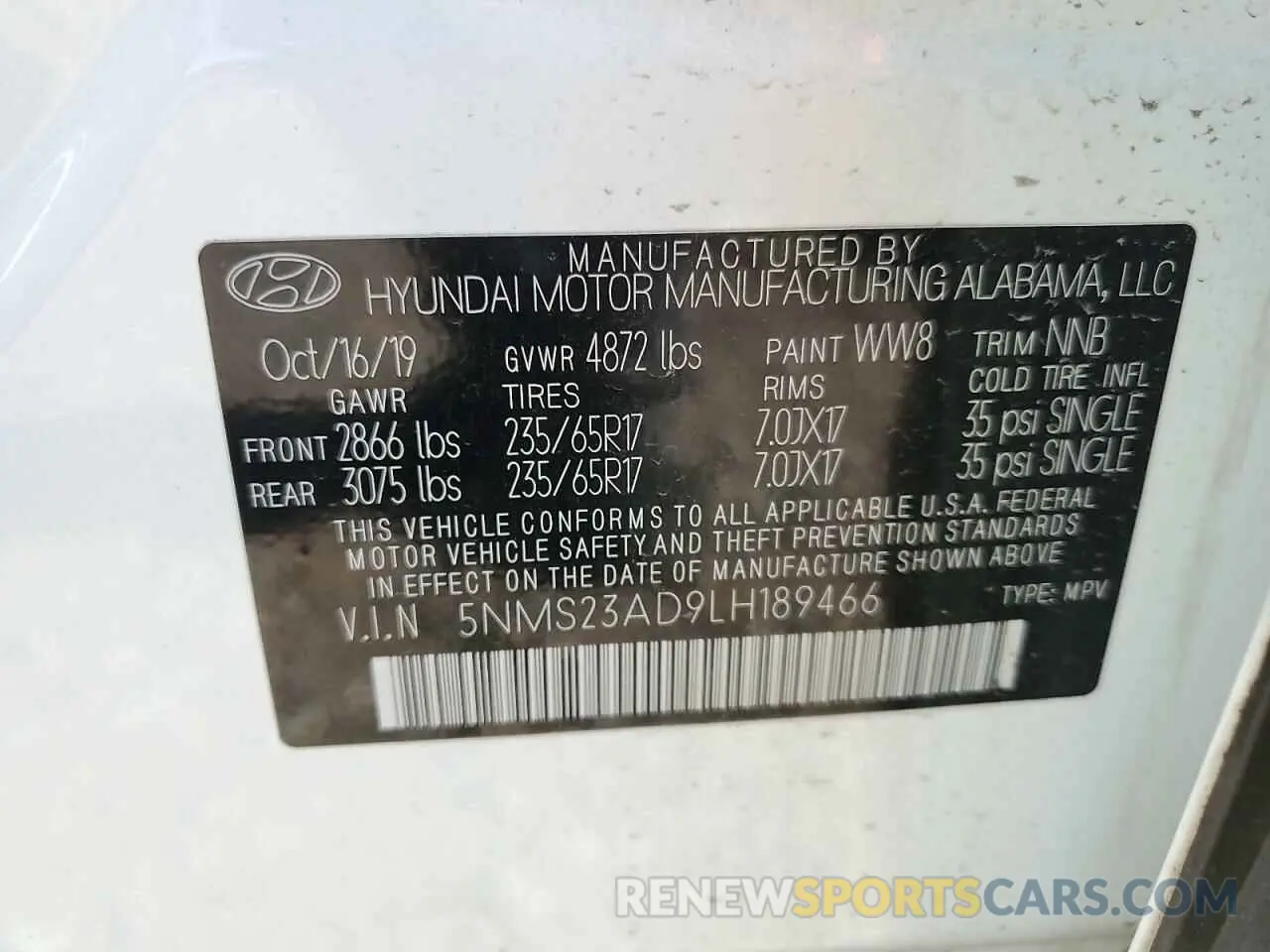 14 Photograph of a damaged car 5NMS23AD9LH189466 HYUNDAI SANTA FE 2020