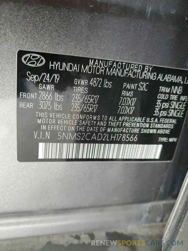 13 Photograph of a damaged car 5NMS2CAD2LH178566 HYUNDAI SANTA FE 2020