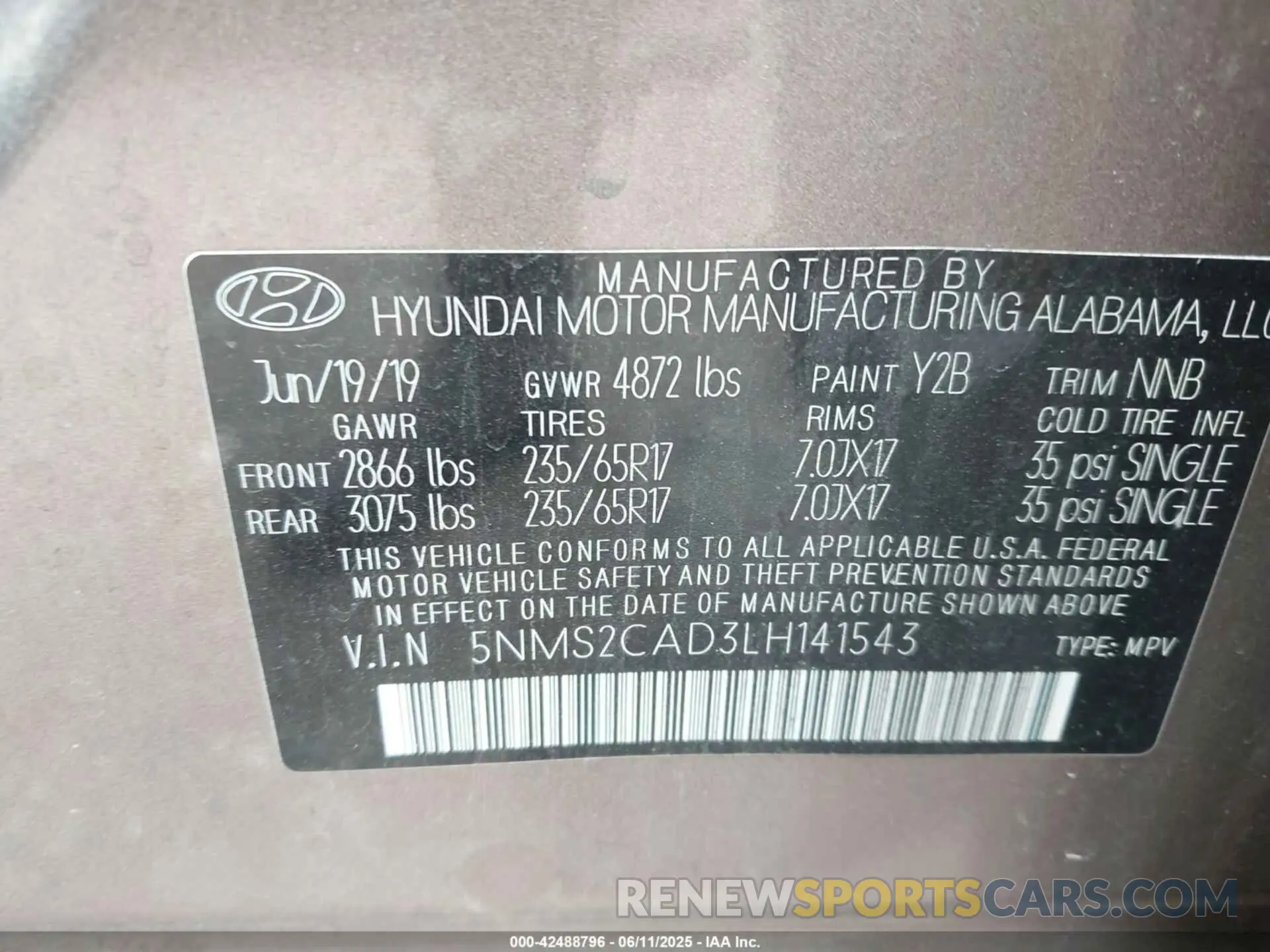 9 Photograph of a damaged car 5NMS2CAD3LH141543 HYUNDAI SANTA FE 2020