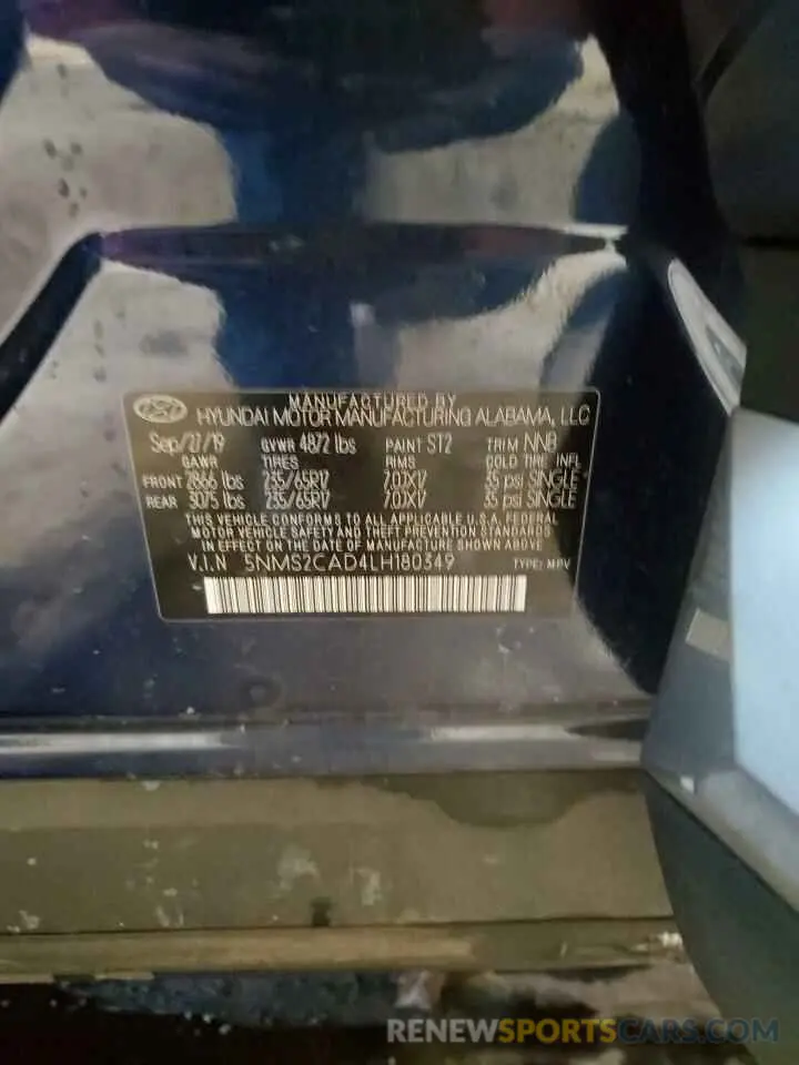 14 Photograph of a damaged car 5NMS2CAD4LH180349 HYUNDAI SANTA FE 2020