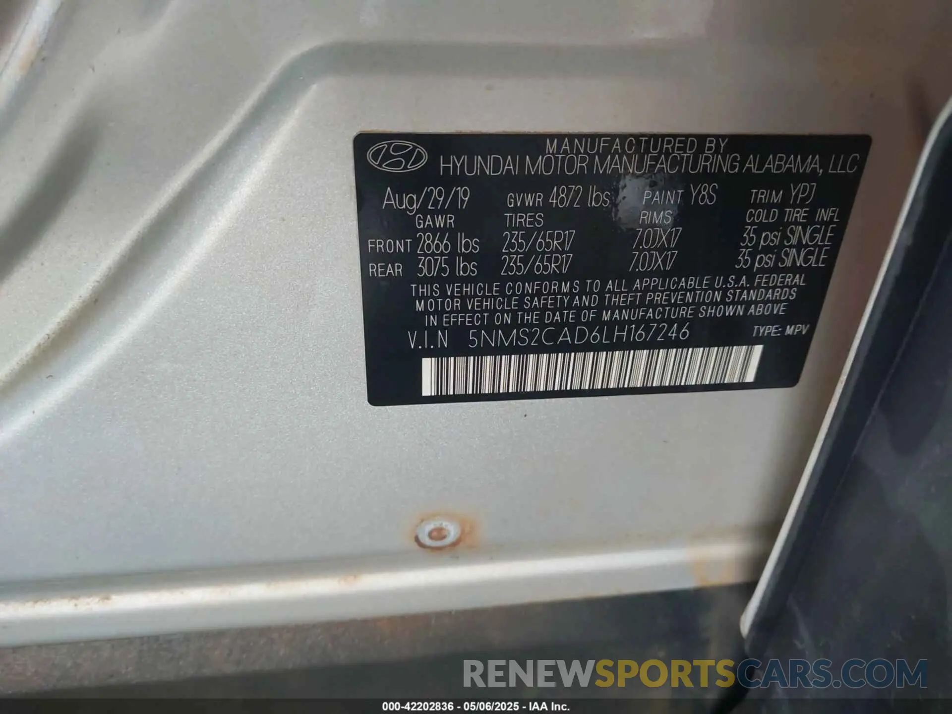 9 Photograph of a damaged car 5NMS2CAD6LH167246 HYUNDAI SANTA FE 2020