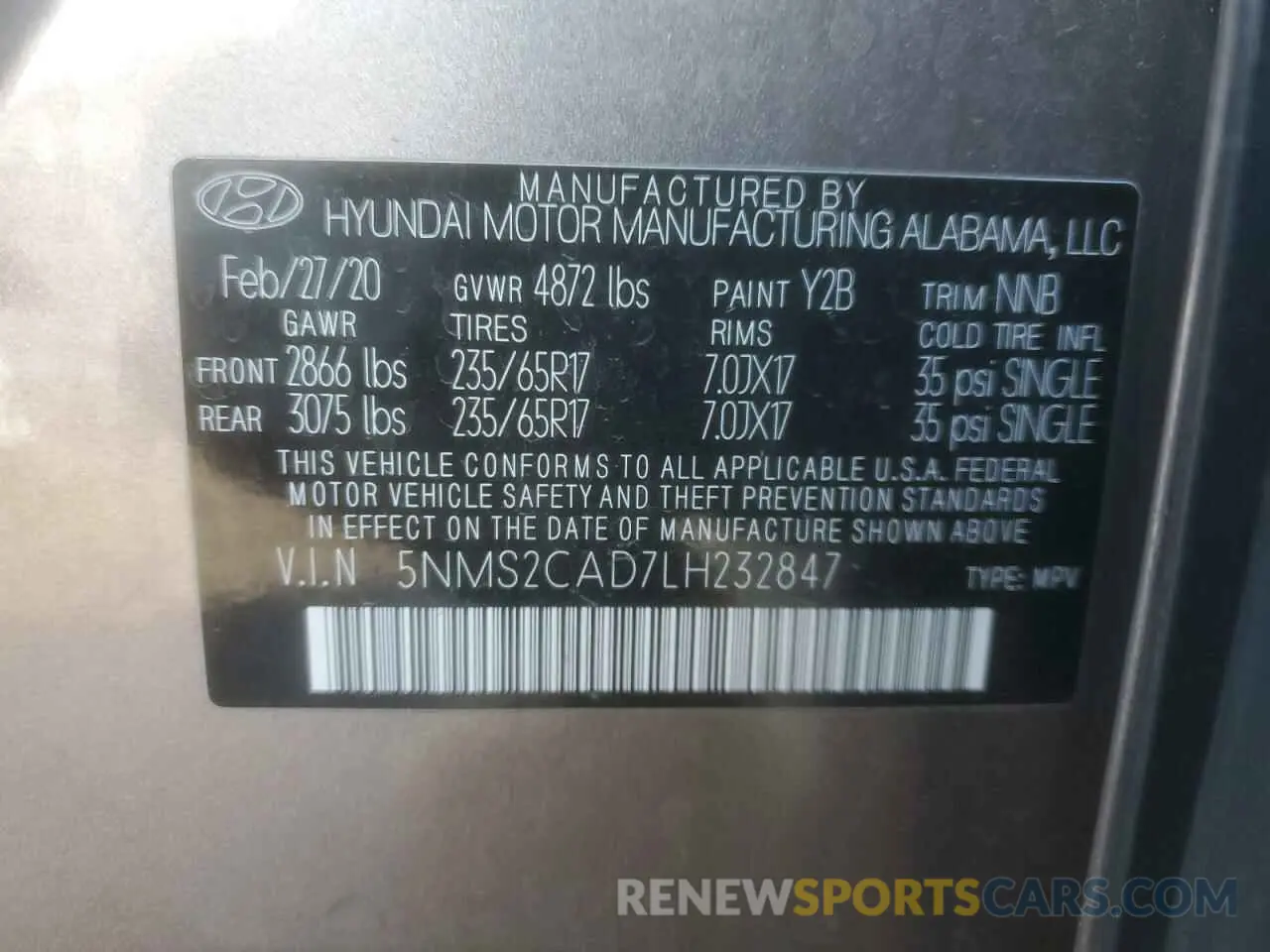 15 Photograph of a damaged car 5NMS2CAD7LH232847 HYUNDAI SANTA FE 2020