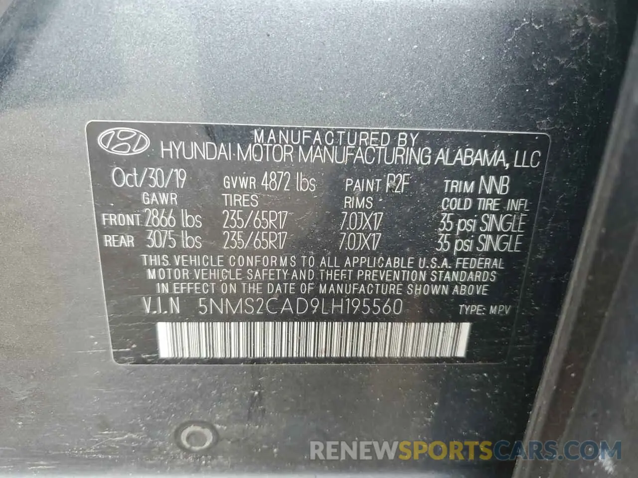 15 Photograph of a damaged car 5NMS2CAD9LH195560 HYUNDAI SANTA FE 2020