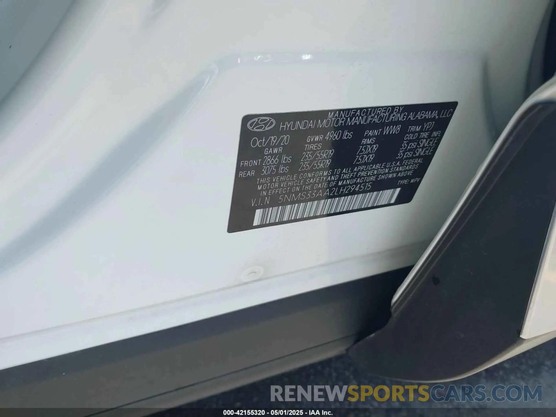 9 Photograph of a damaged car 5NMS33AA2LH294515 HYUNDAI SANTA FE 2020