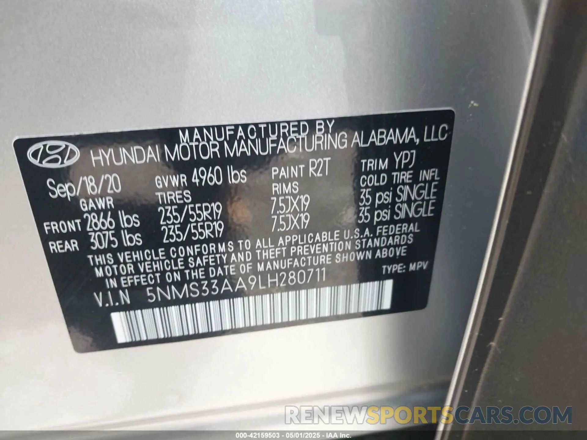 9 Photograph of a damaged car 5NMS33AA9LH280711 HYUNDAI SANTA FE 2020