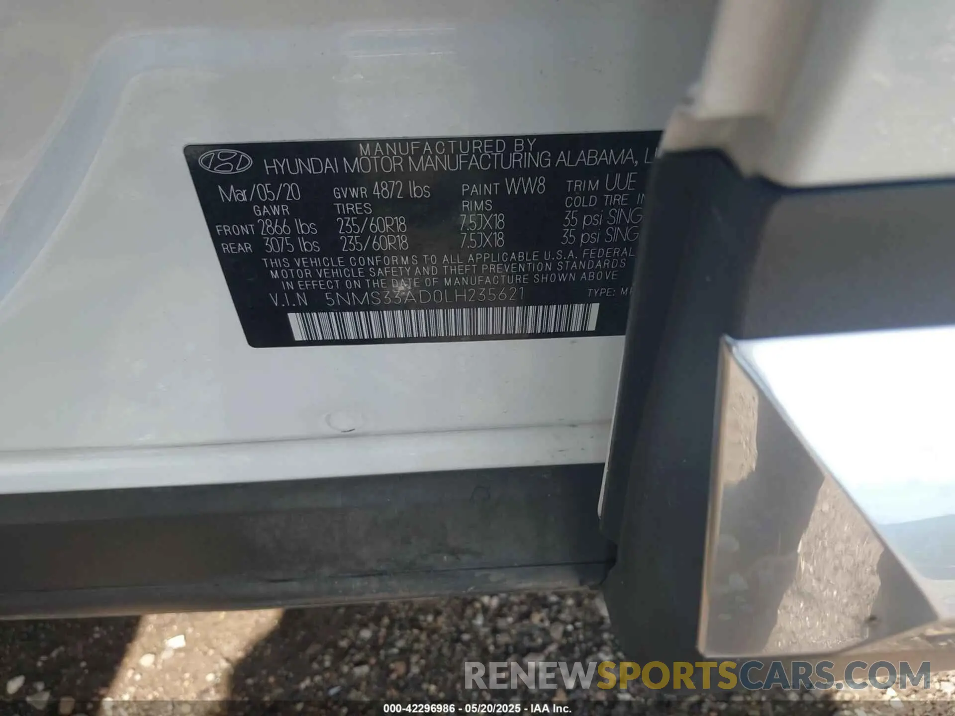 9 Photograph of a damaged car 5NMS33AD0LH235621 HYUNDAI SANTA FE 2020