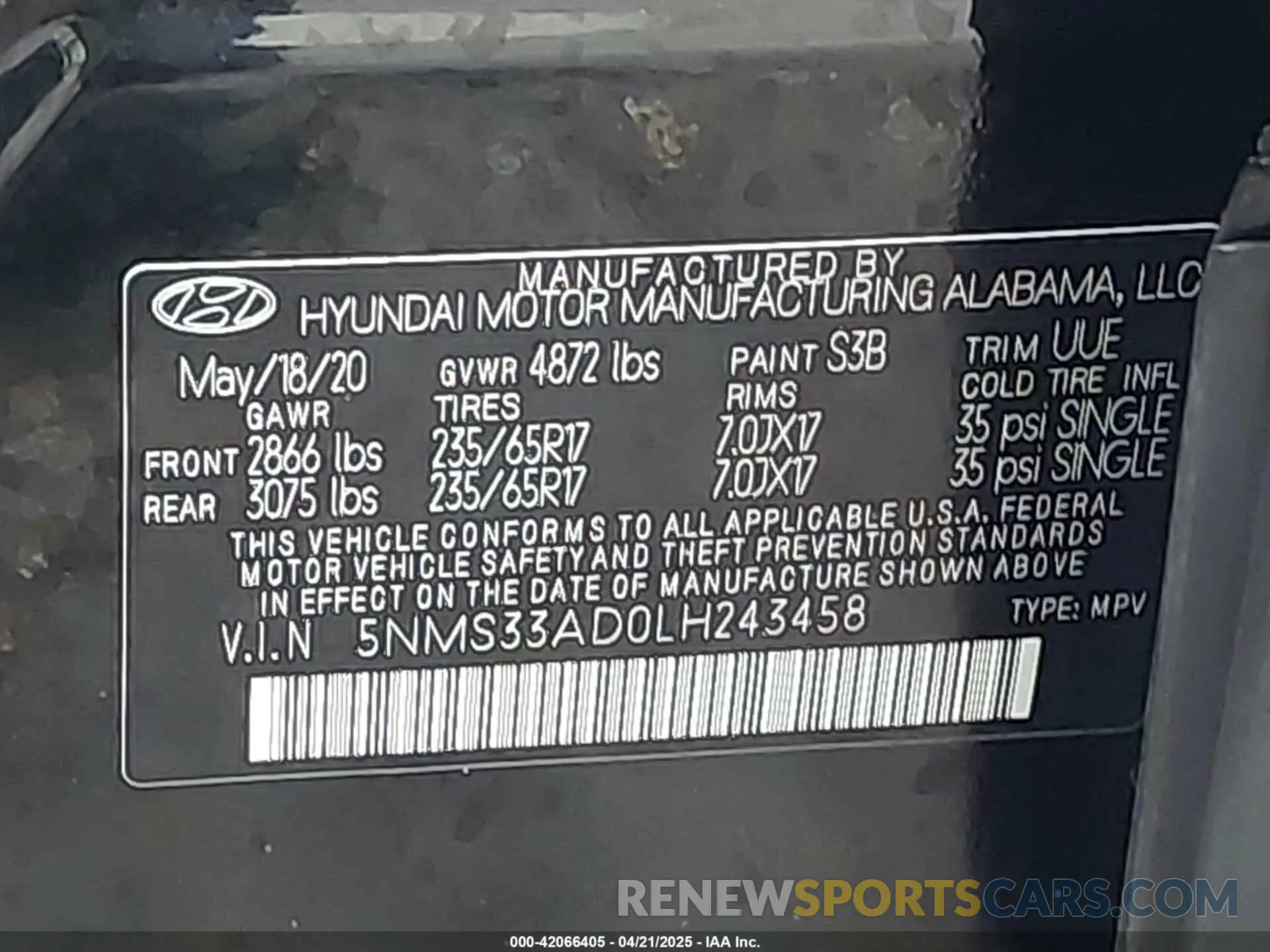 9 Photograph of a damaged car 5NMS33AD0LH243458 HYUNDAI SANTA FE 2020