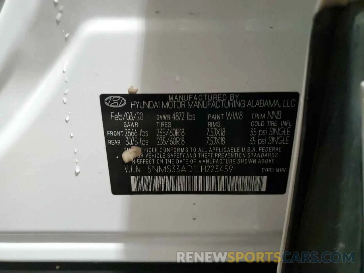 13 Photograph of a damaged car 5NMS33AD1LH223459 HYUNDAI SANTA FE 2020