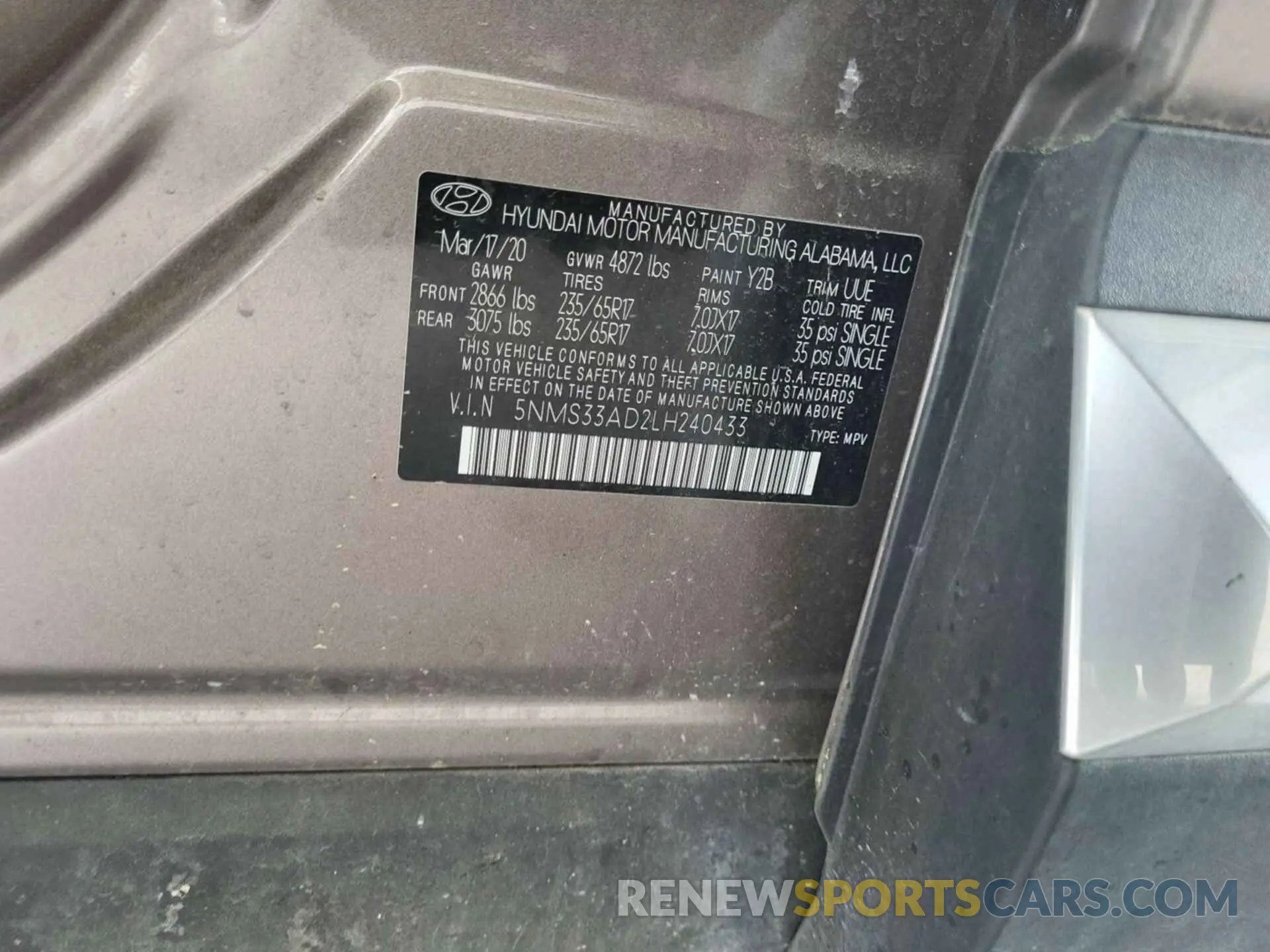 30 Photograph of a damaged car 5NMS33AD2LH240433 HYUNDAI SANTA FE 2020