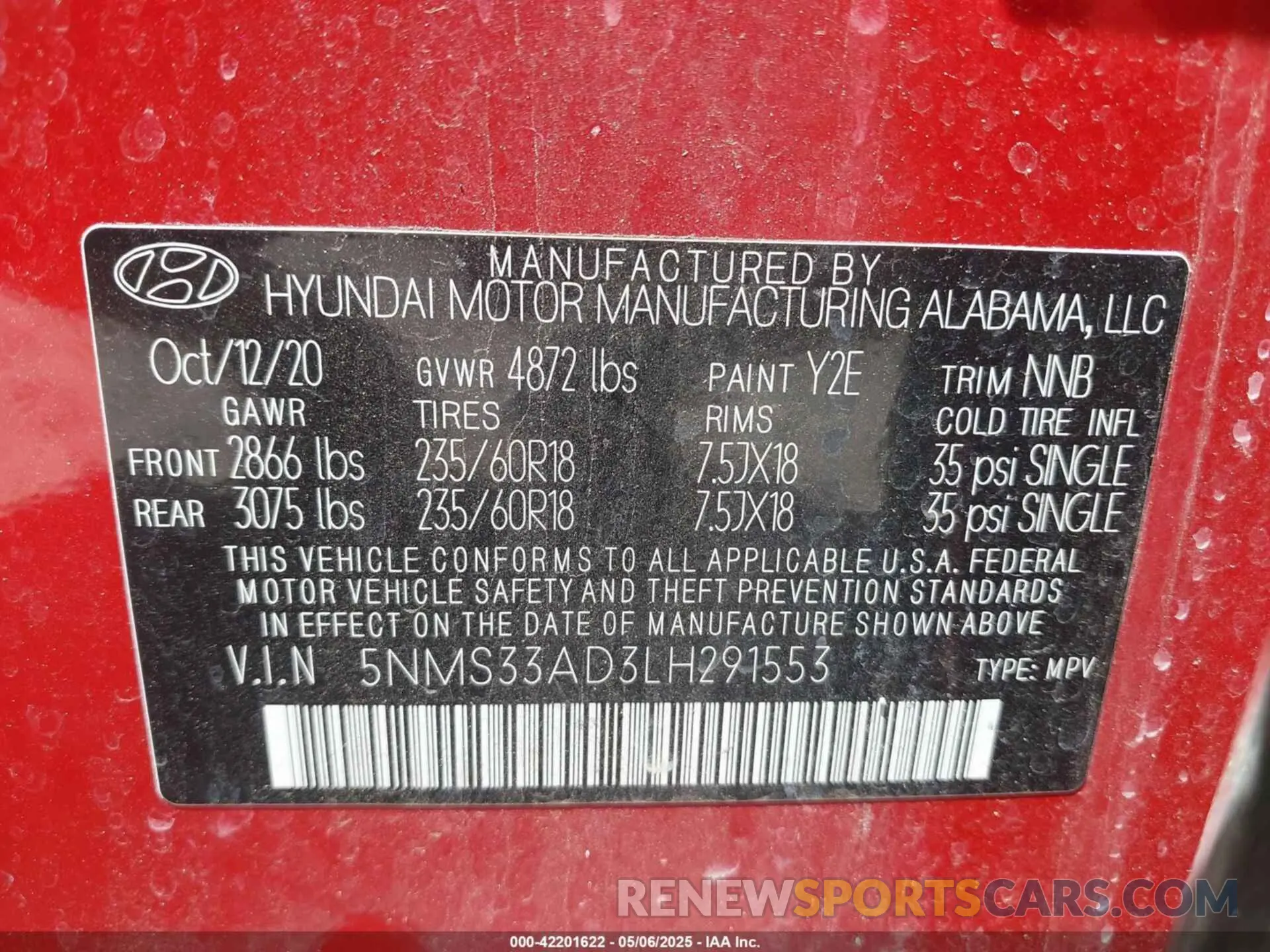 9 Photograph of a damaged car 5NMS33AD3LH291553 HYUNDAI SANTA FE 2020