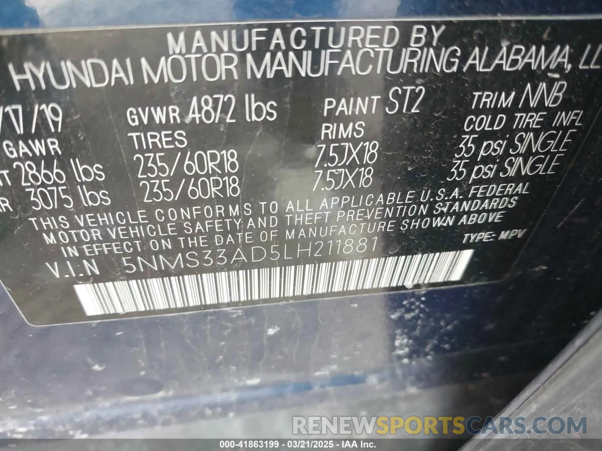 9 Photograph of a damaged car 5NMS33AD5LH211881 HYUNDAI SANTA FE 2020