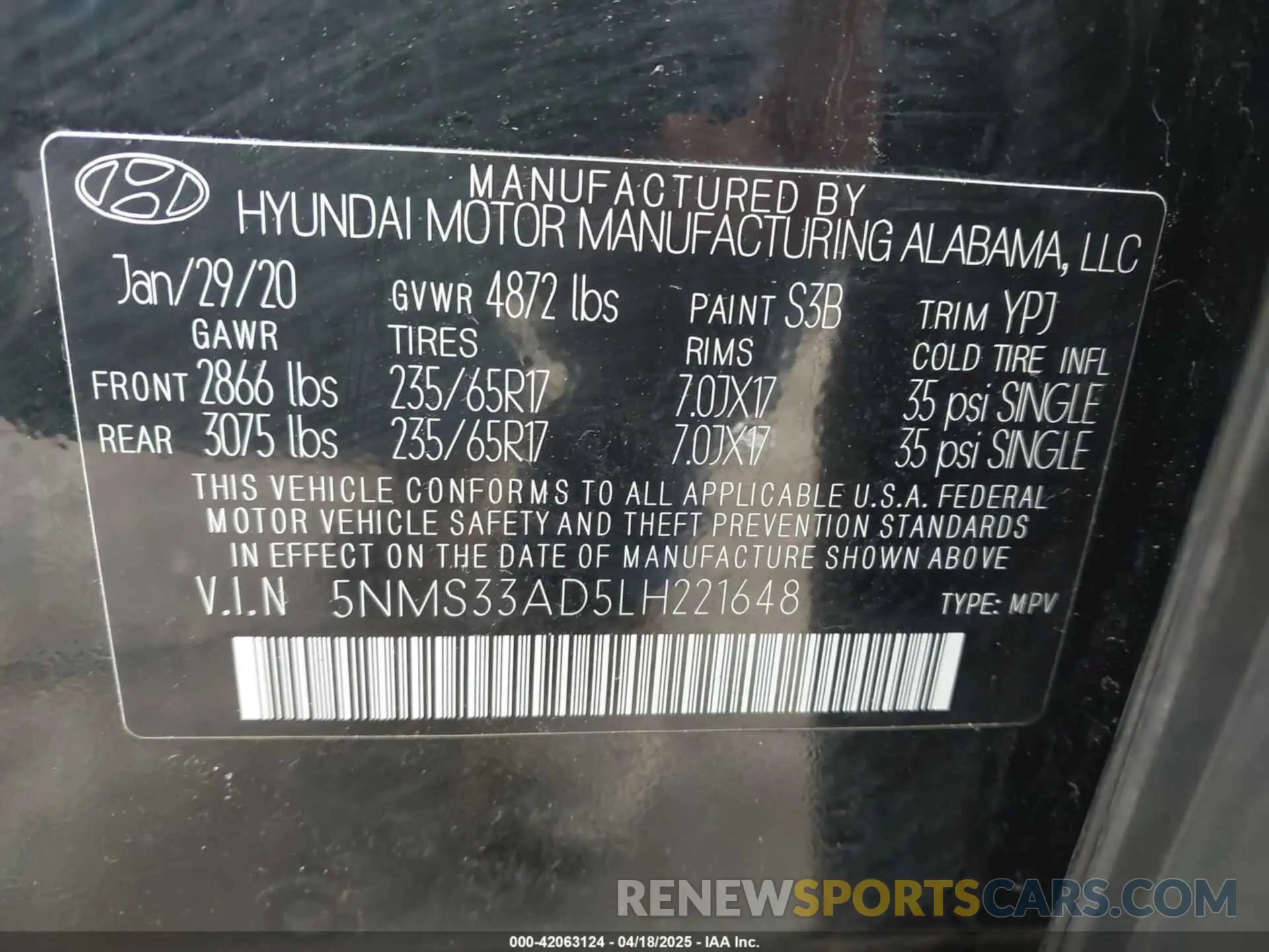 9 Photograph of a damaged car 5NMS33AD5LH221648 HYUNDAI SANTA FE 2020